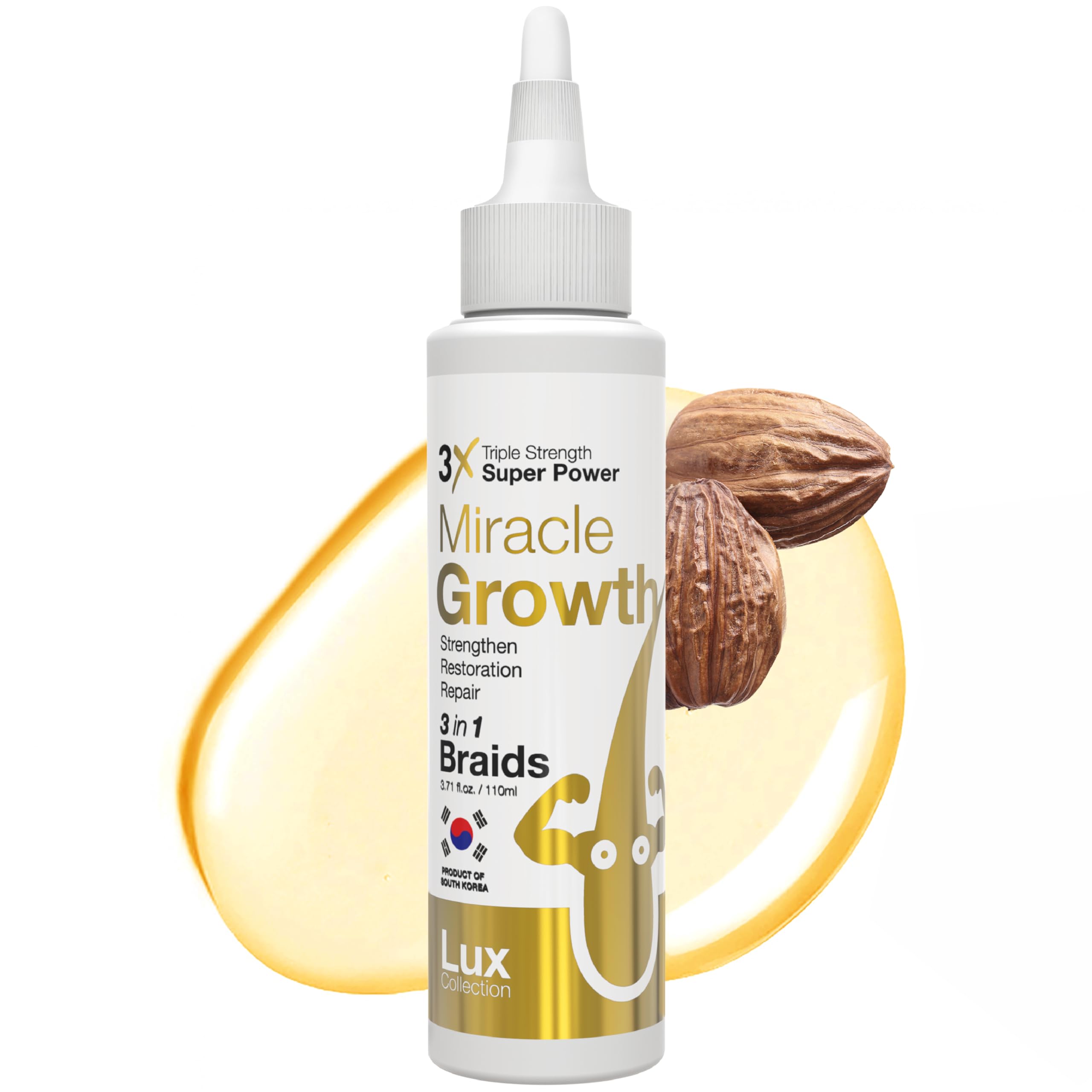 Lux Collection Miracle Growth Hair Oil Triple Strength Super Power 3 in 1 Braids Moisturizing Cooling Scalp Oil