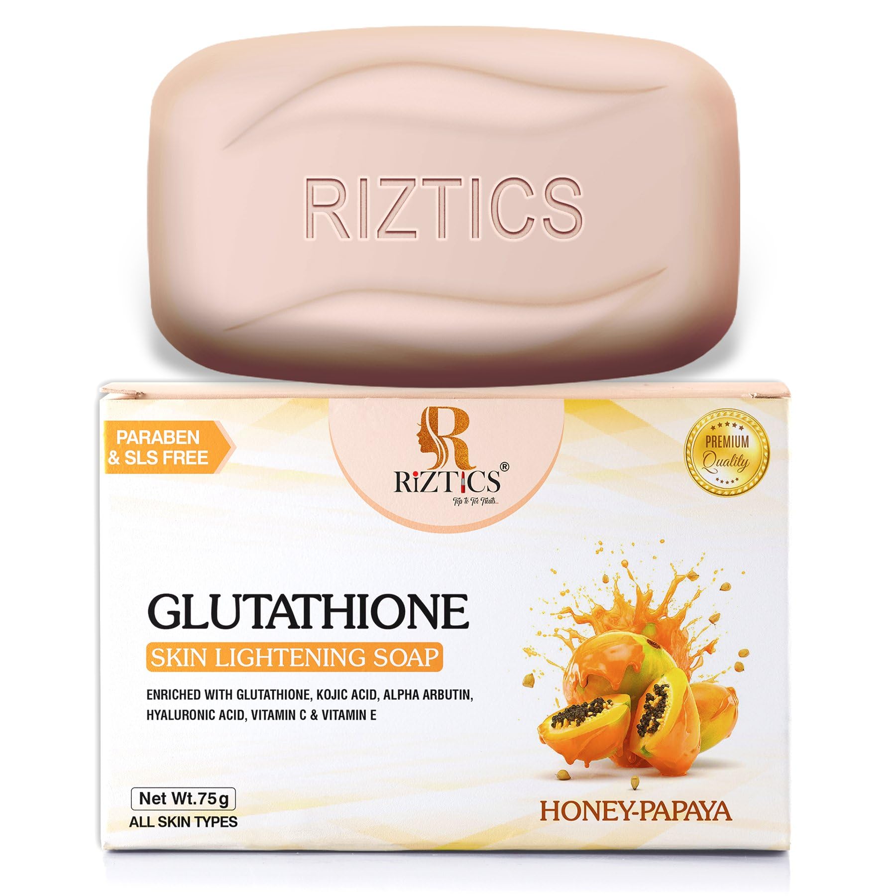 glutathione soap tan removal Buy Riztics Glutathione Soap For Skin Brightening & Sun Tan Removal |  Reduces Blemishes & Pigmentation with Vitamin C & Kojic - Honey-Papaya (1)  Online at Low Prices in India