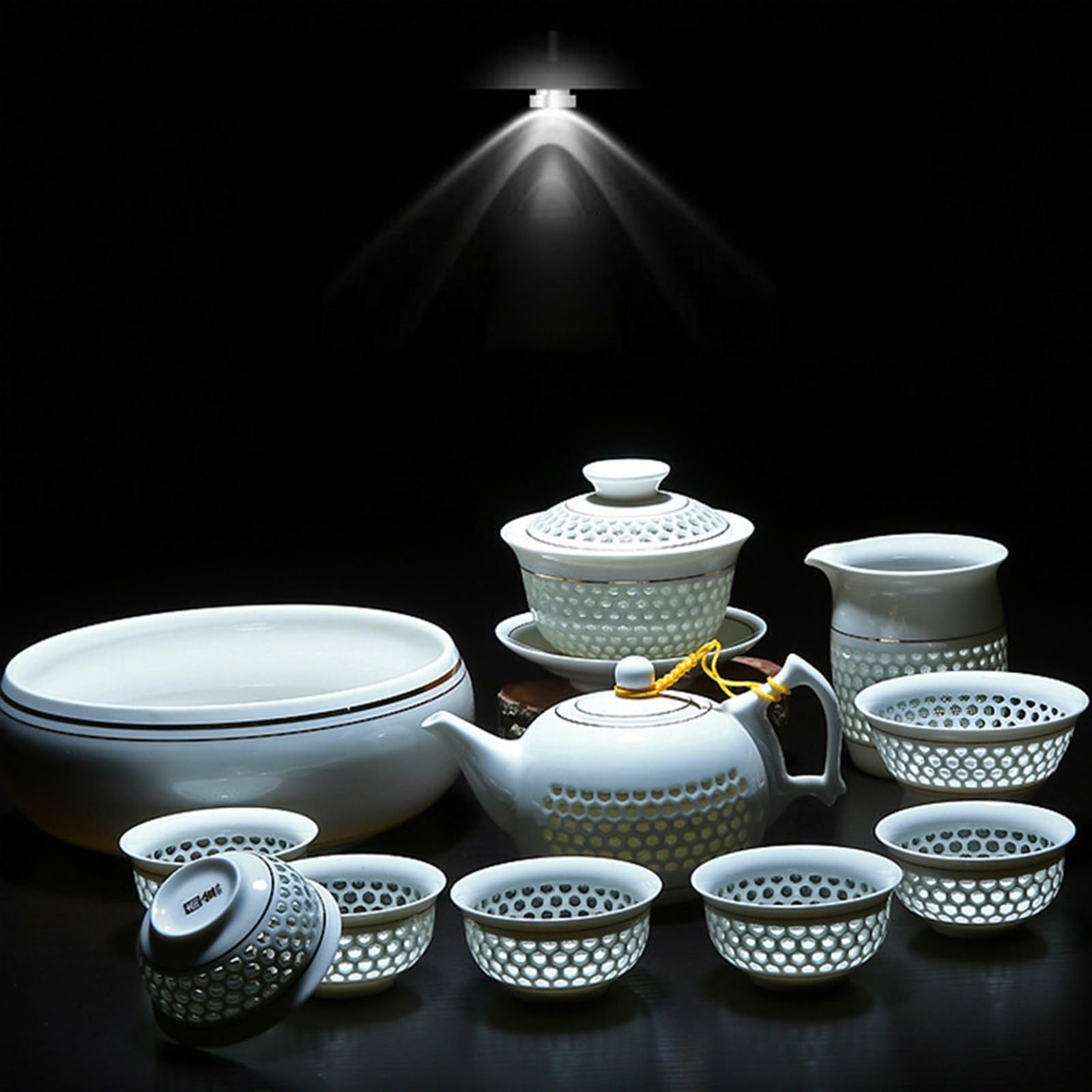 11 szt. pusty zestaw do herbaty Kung Fu, niebiesko-białe porcelanowe naczynia do picia, szkło ceramiczne, czajniczek, sitko Gaiwan, kubek na targi, podróżny zestaw do herbaty dla miłośników herbaty
