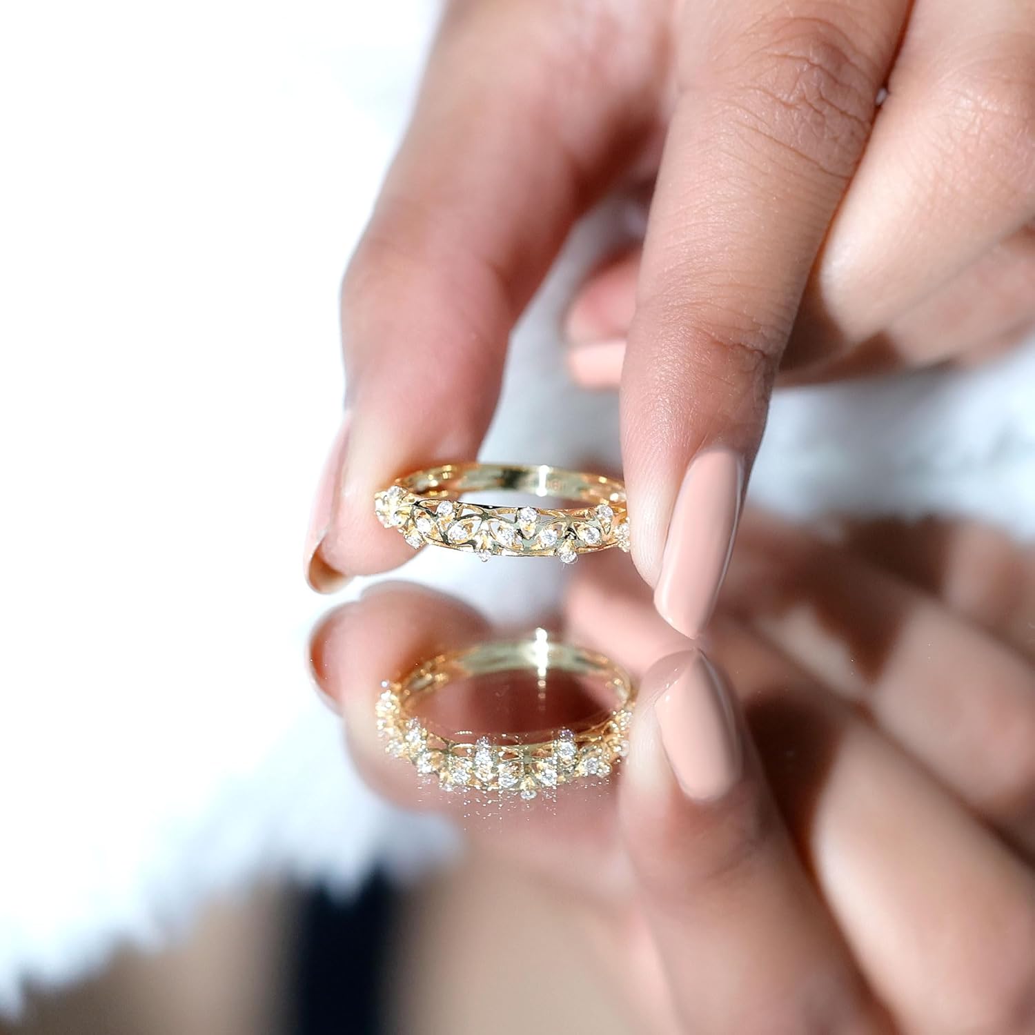 Certified Moissanite Filigree Eternity Ring for Women, D-Vs1 Quality, Moissanite Wedding Band (Ideal for Gift)