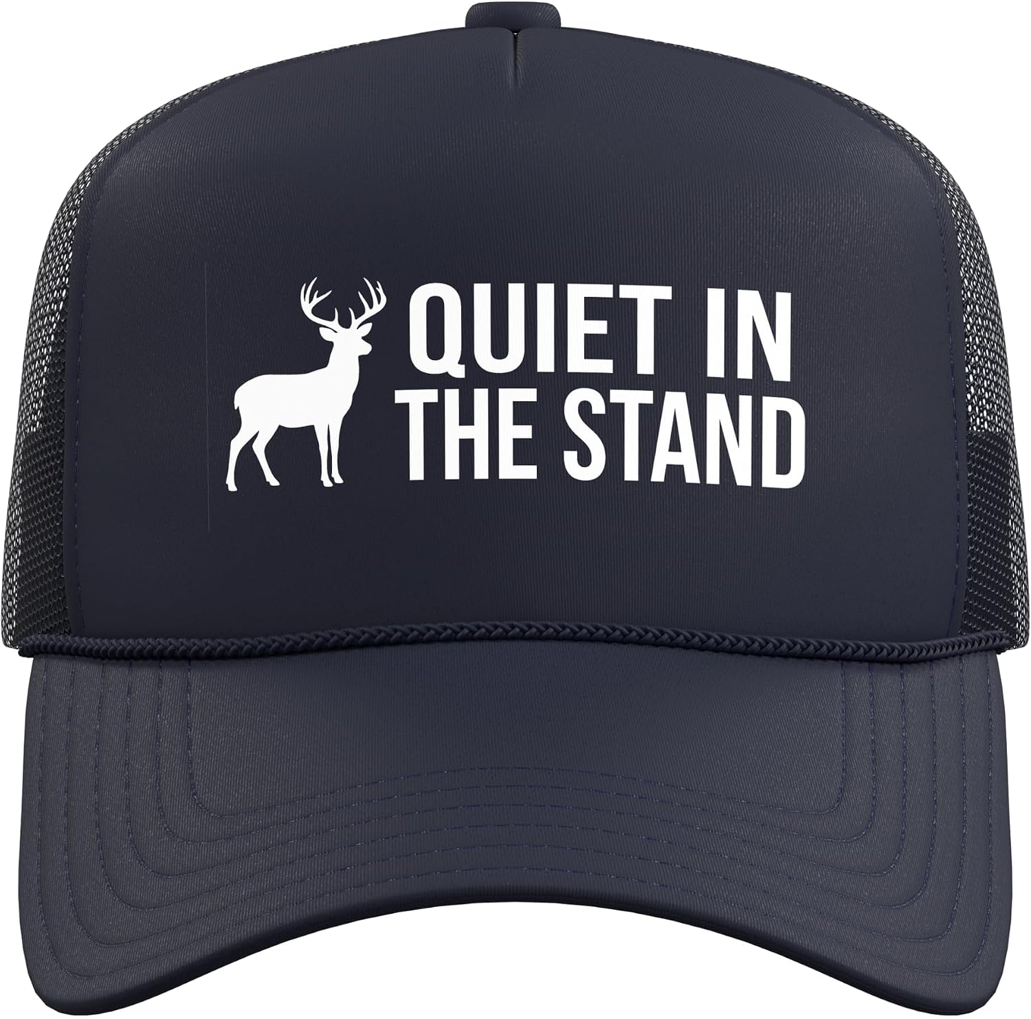 Quiet in The Stand Hunting Deer Woods Outdoors Trucker Hat with Adjustable Mesh Back image 2