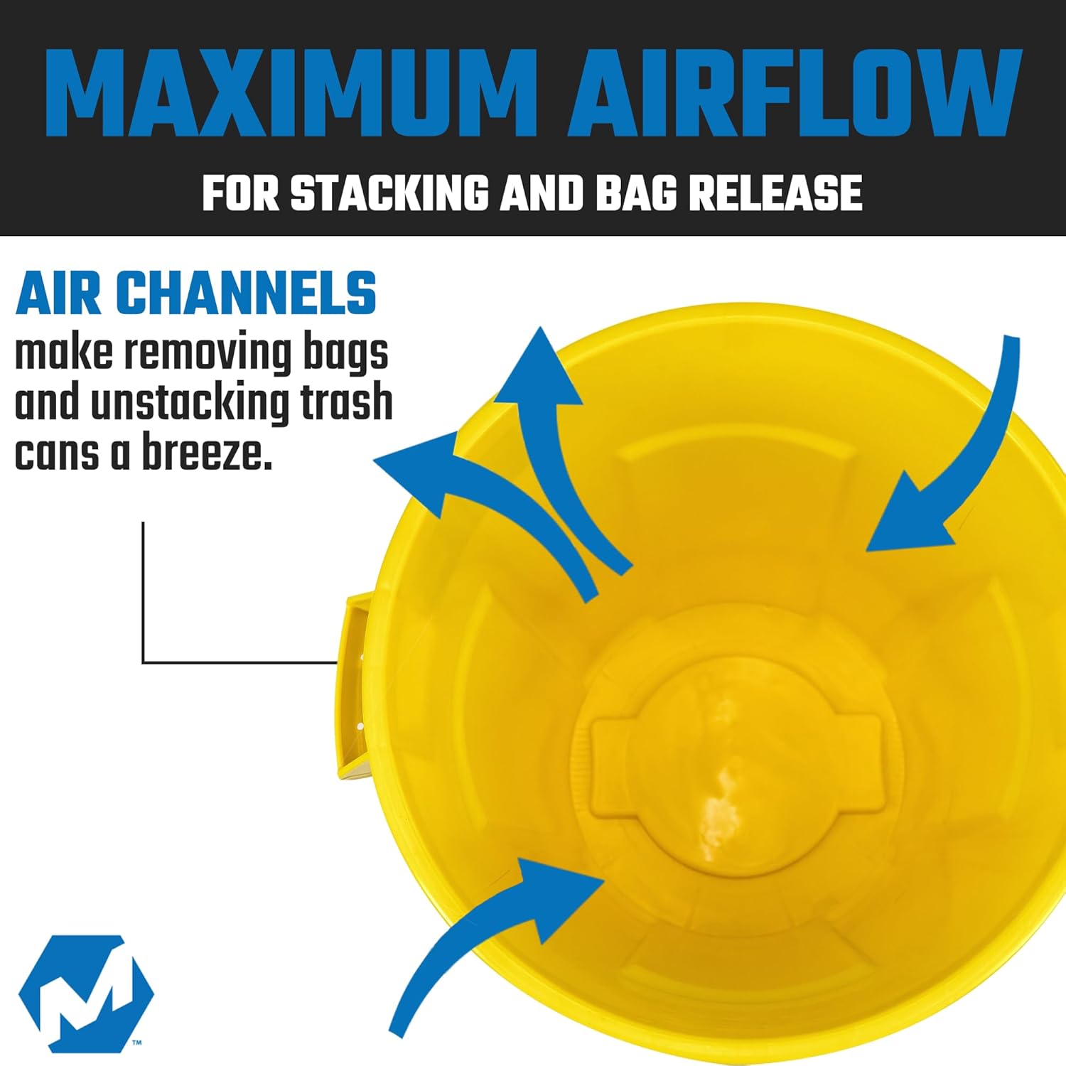 Magnum Yellow 32 Gallon Trash Can Set (Trash Can, Quiet Dolly, and Reinforced Lid), Construction Grade, Jobsite Ready, Non-Marking Wheels & Casters for Rolling Garbage CMTC-CLD0-32Y02 (2 Set)