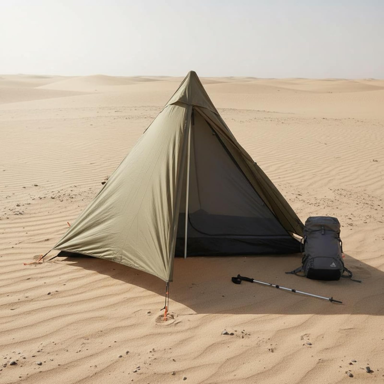 Gralara Tienda Piramidal Protección Solar Tienda de un Solo Plaza Transpirable Artículo Camping para Senderismo, Montaña, Viaje