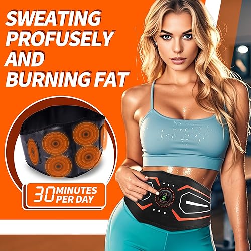 Miniatura 4 de Cinturón de fitness, estimulador ABS, máquina abdominal, cinturón de tonificación abdominal, equipo de entrenamiento de abdominales para el hogar,