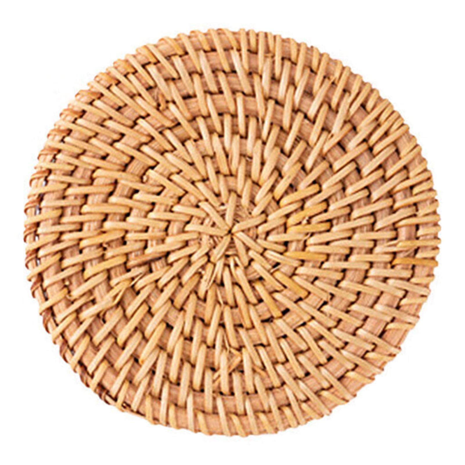 Rattan coasters, tea cups, handmade coffee coasters, woven cup mat, for glass drinks, placemats, potted plants(10cm)