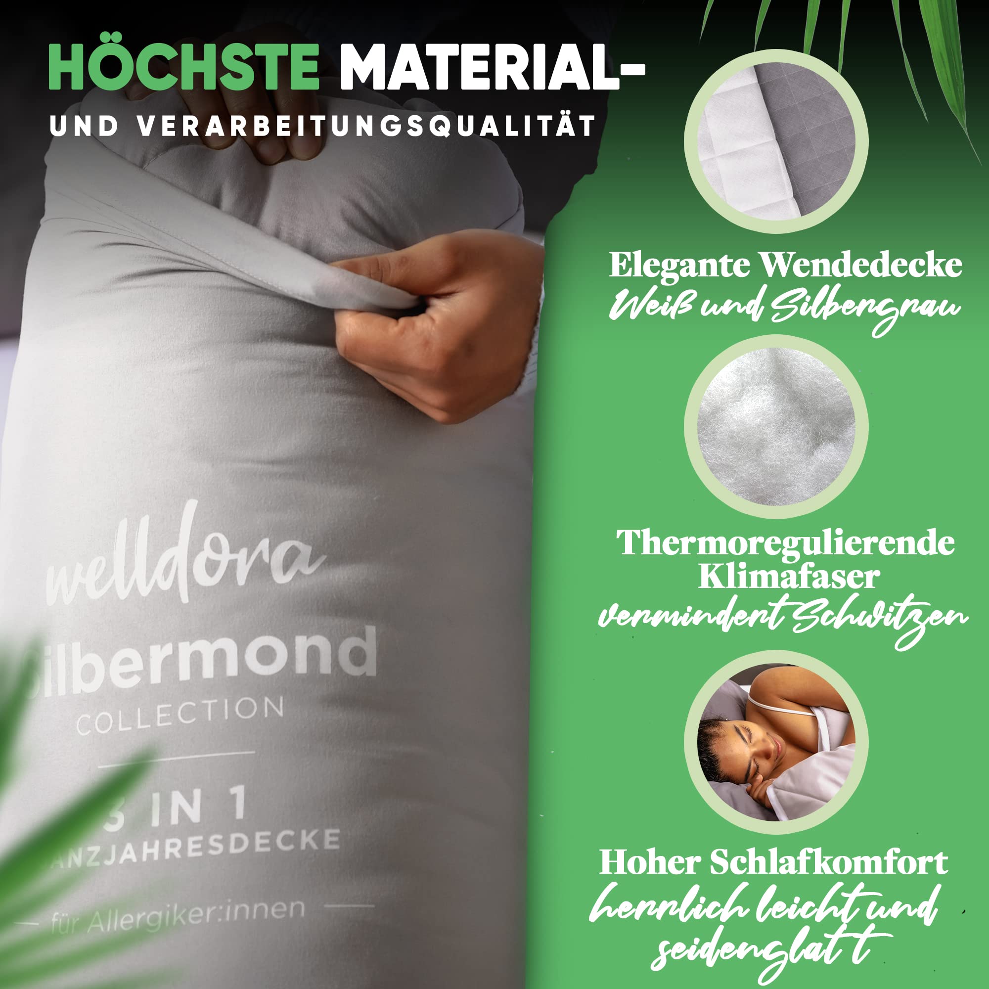Welldora OPTICLIMA Allergiker Bettdecke 135x200 | Fachärztlich getestet & Oeko-Tex | Zweiteilige Sommerdecke & Winterdecke | 4 Jahreszeiten Bettdecken mit Druckknöpfen | Premium Duvet 135x200cm