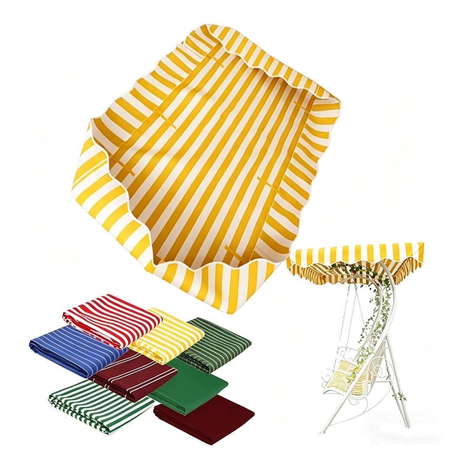 Swing Roof Cover Universal Replacement Canopy for 2-3 Seater - Weatherproof Sun Canopy 142 x 120 cm / 210 x 145 cm for Garden Swing (Yellow, 164 x 114 cm / 65 x 45 inches)