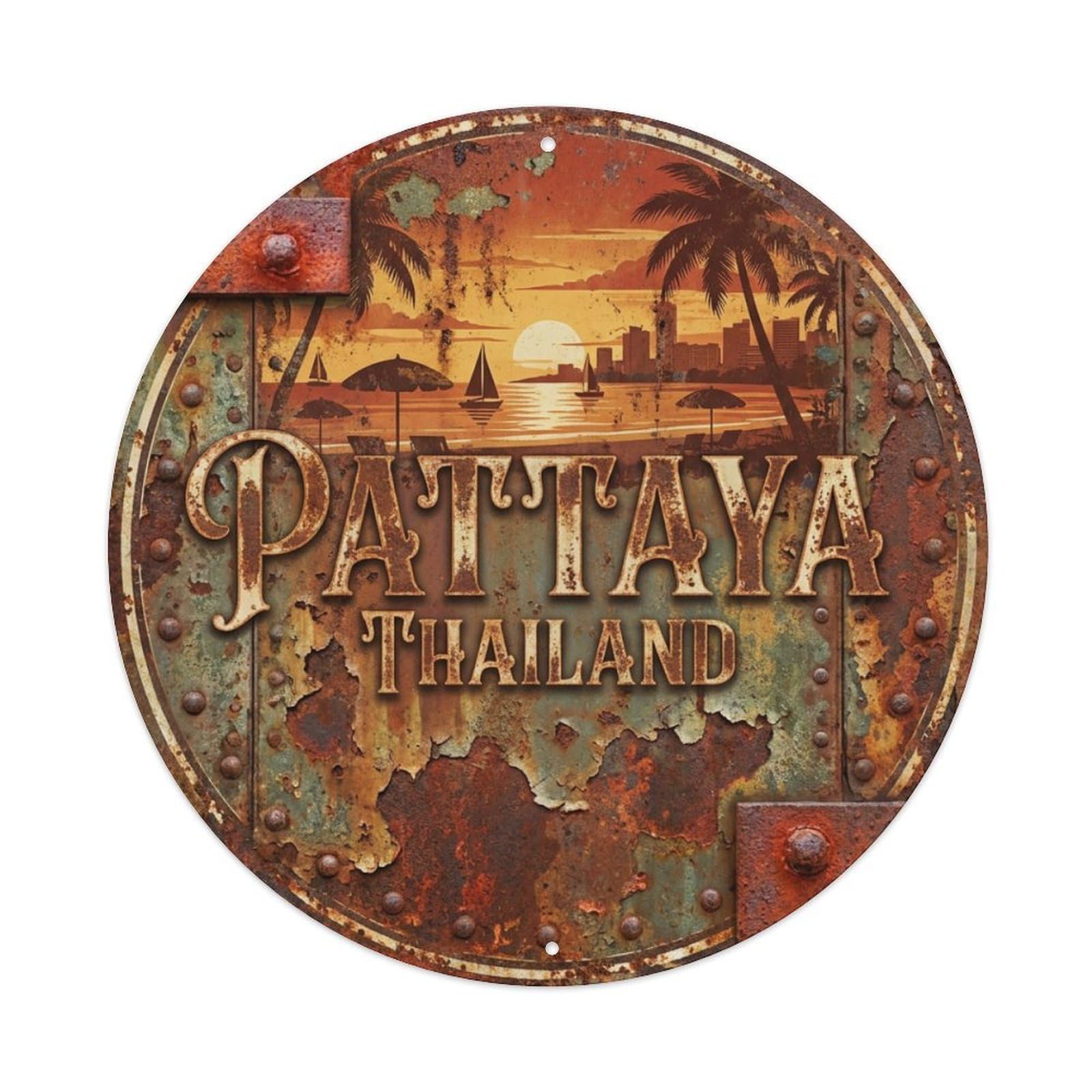 Xanthor Style Thailand Vintage Travel Pattaya Metal Tin Sign