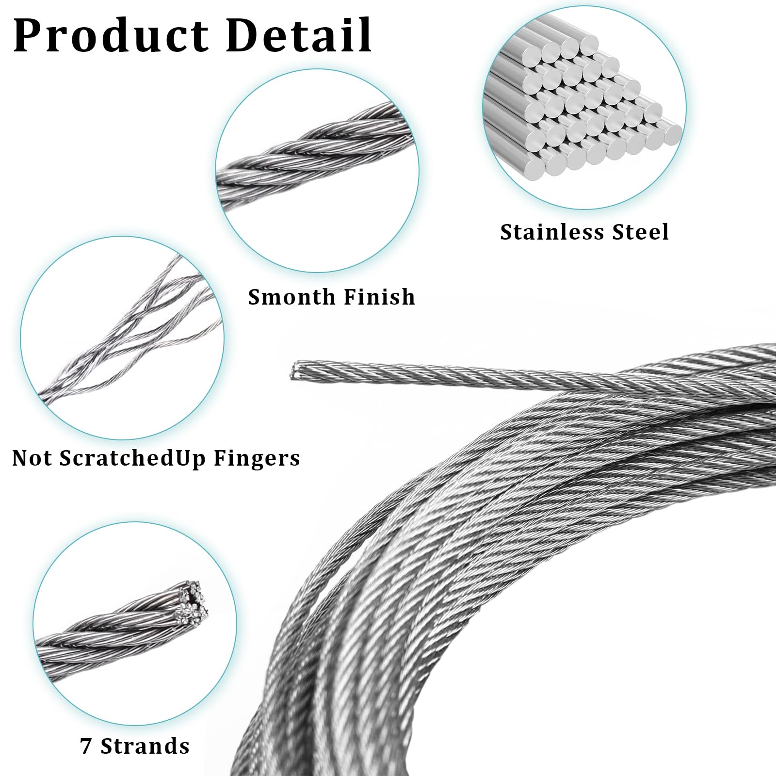Cable De Acero Plastificado De 3mm X 30m - Incluye Tensores, Mosquetones Y Herramientas, Para Tendederos O Colgar Luces