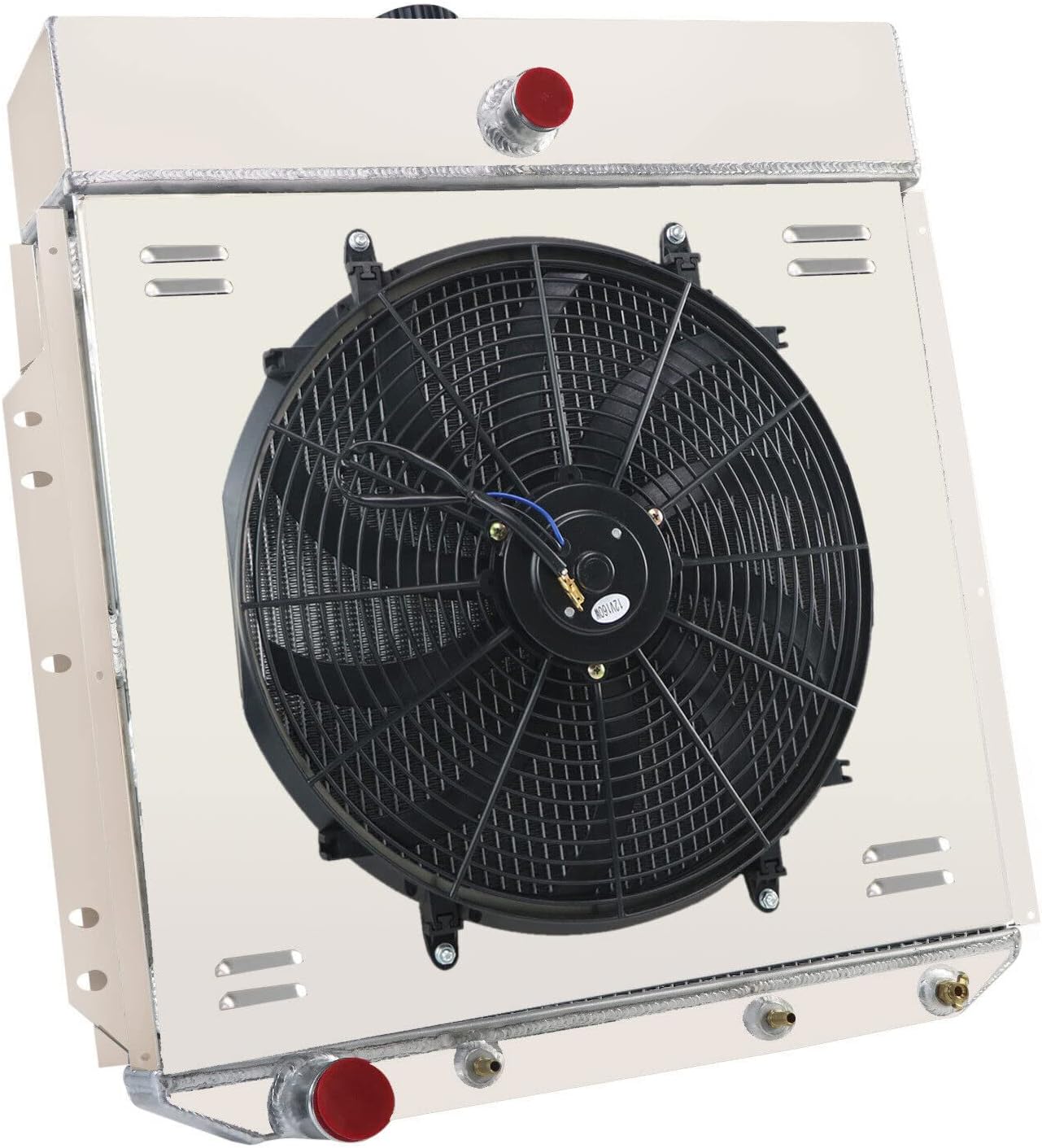 4 Row Core Radiator+Shroud Fan+Relay Compatible For 1953-1956 Ford F-100 F250 F-350 Pickup Truck 1954 1955