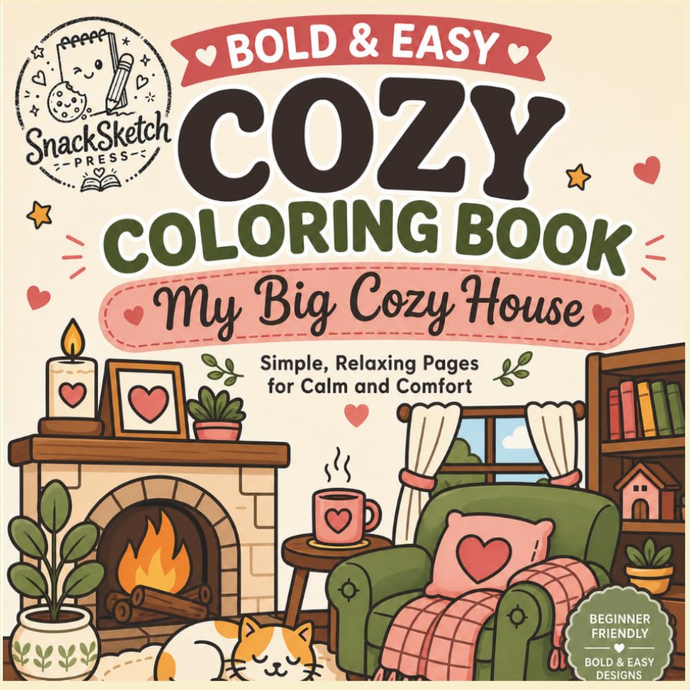 Bold & Easy Cozy Coloring Book: My Big Cozy House: Simple, Relaxing Pages for Calm and Comfort (SnackSketch Cozy Coloring Collection)