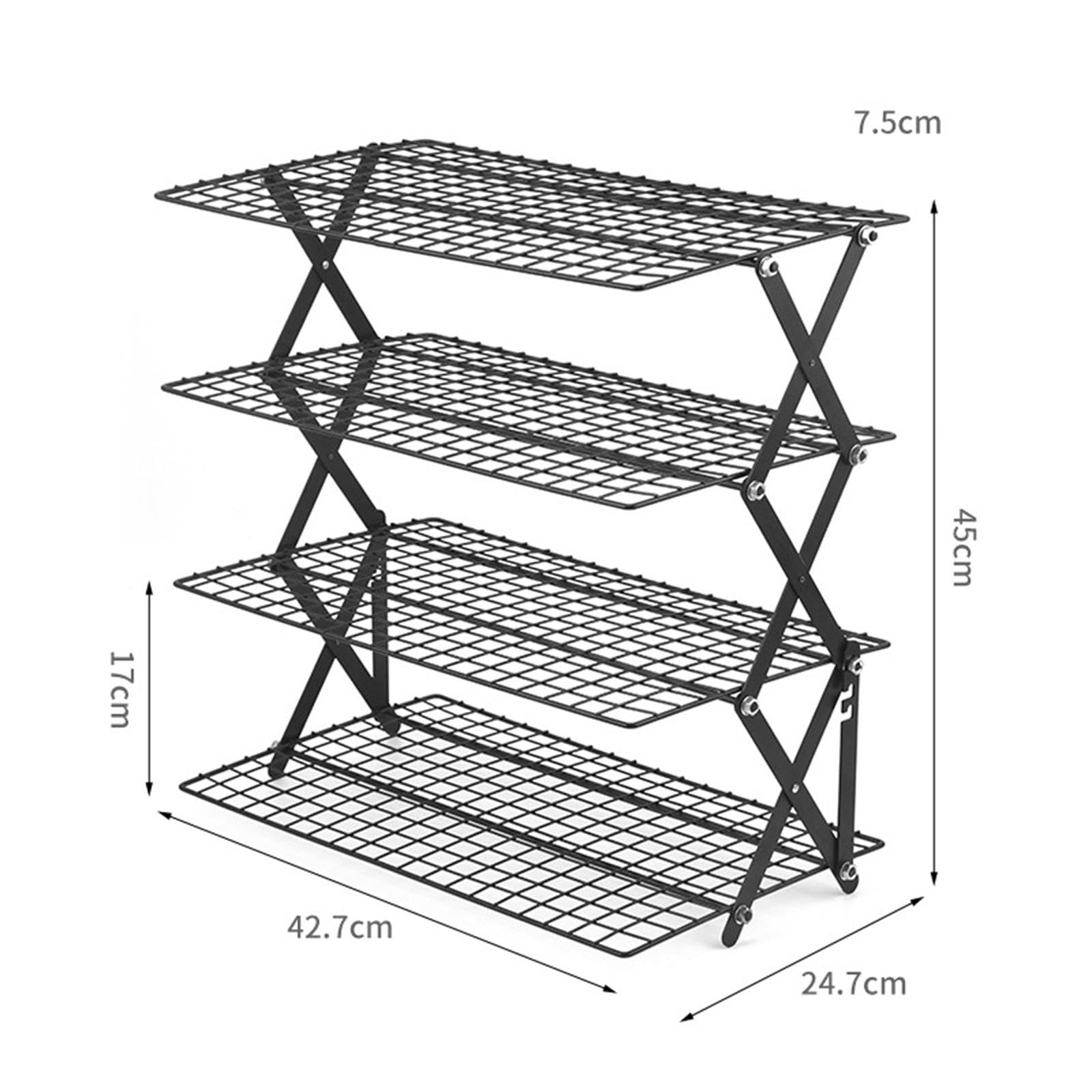predolo Rejillas de enfriamiento, Rejilla de Alambre para Hornear, Rejilla de Alambre Plegable, Almacenamiento para Barbacoa para Acampar, 4 Niveles