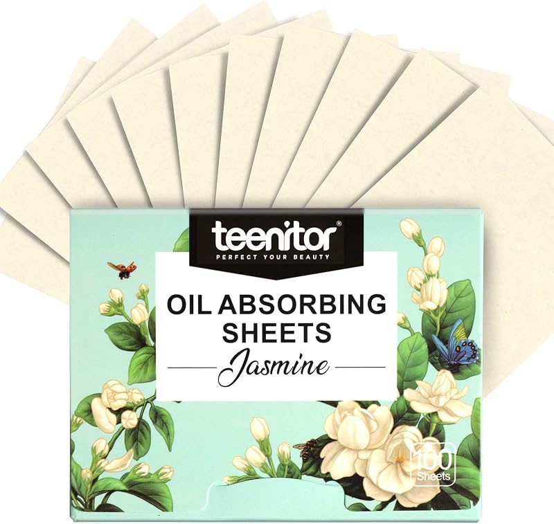 Papel antibrilho Teenitor com fragrância de jasmim para o rosto, 100 folhas