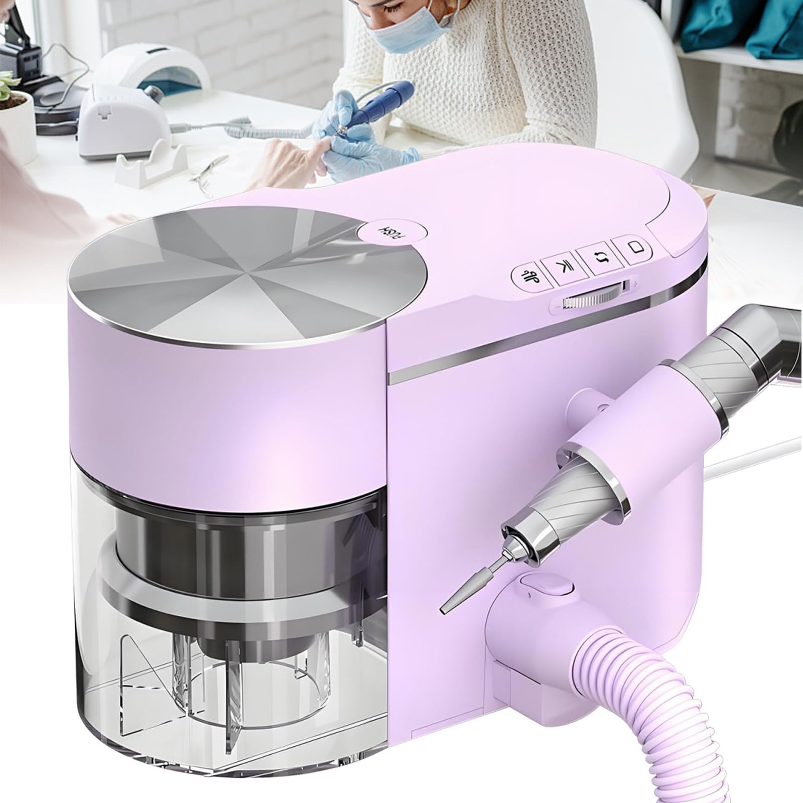 Sunseota Professional Nail Drill and Dust Collector 2-in-1,Nail Dust Collector,Portable Nail Polisher with Extension Hose,Adjustable Suction,≤68db Low Noise,Perfect for Manicure Purple