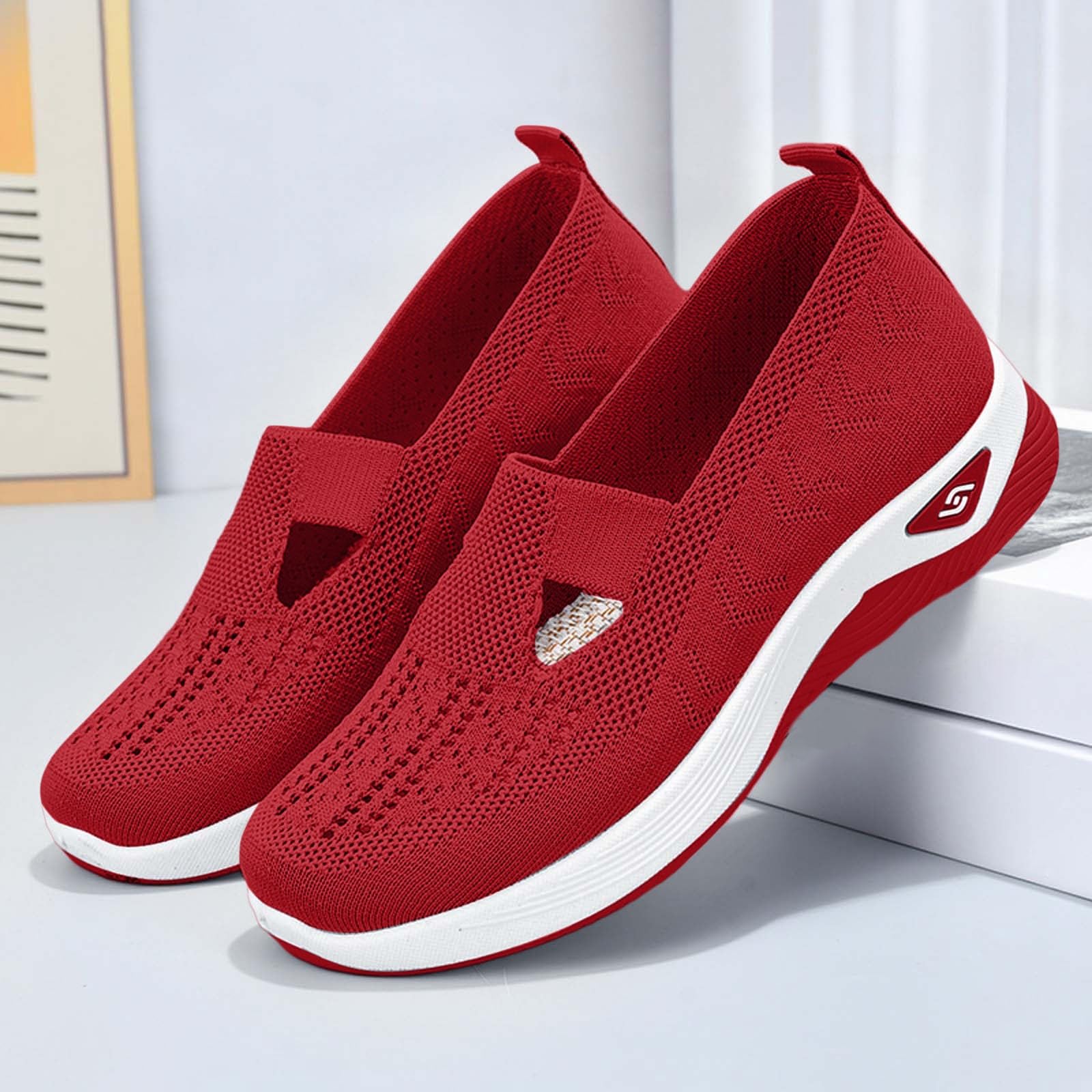 Générique Chaussure Orthopédique Femme, Chaussures avec Maille sans Lacets Antidérapantes, 35-43
