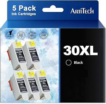 Replacement for Kodak 30 30XL Ink Cartridges 5 Pack Black Ink Use for Kodak ESP 3.2, C110, C310, C315, Office 2150, Office 2170, Hero 3.1 Hero 5.1 Series Printers
