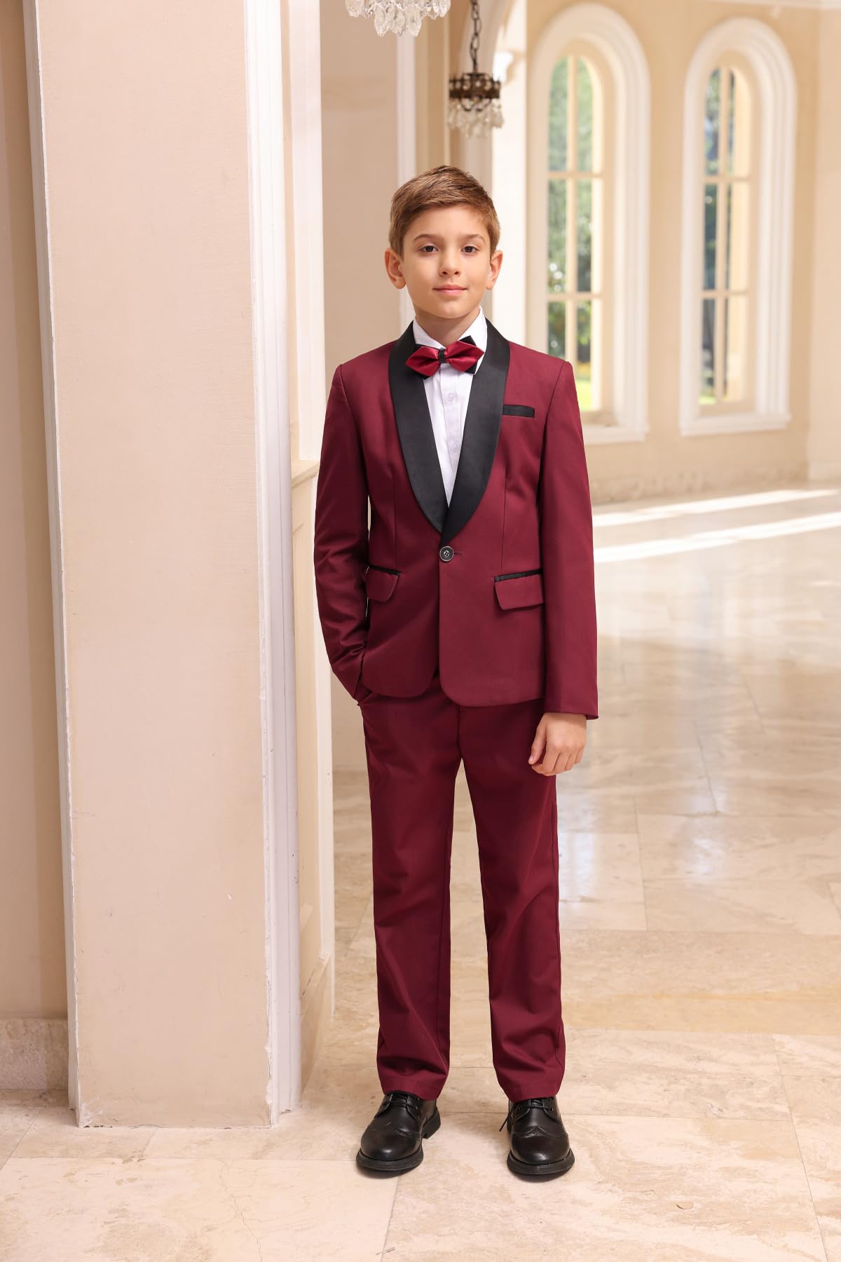 Sliktaa garçons Costume Deux pièces Châle Revers Un Bouton Robe de Banquet de Mariage Gentleman élégant et Confortable