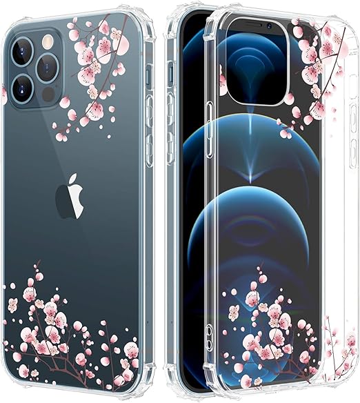 Amazon Com Caka Case For Iphone 12 Pro Max Flower Clear Floral Case For Girls Women Girly Soft Tpu Protective Case For Iphone 12 Pro Max 6 7 Inches Plum Flower Cell Phones Accessories