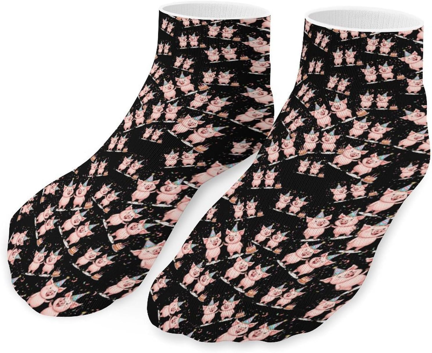 Party Pigs Birthday 5 Pairs Low Cut Ankle Socks Casual Liner Sock No Show Invisible Socks for Men Women