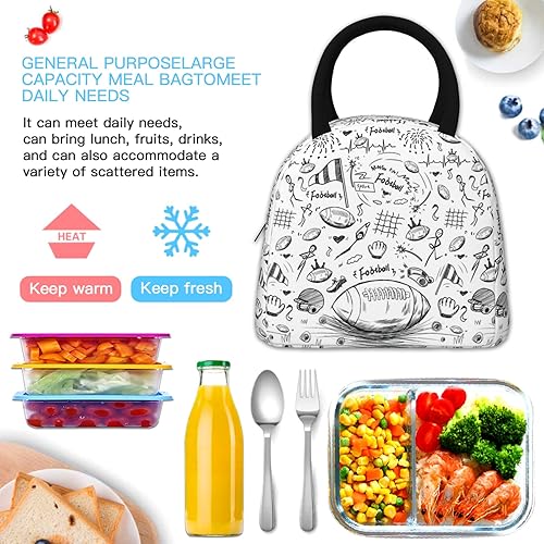 Miniatura 7 de Fiambrera de fútbol con bola portátil aislada, bolsas de almuerzo reutilizables para niños, niñas, niños, mujeres, escuela, trabajo, oficina,