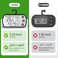 Vista 2 de Termómetro Digital para Refrigerador Paquete de 2, Termómetro Impermeable para Refrigerador, Termómetro para Congelador de Pantalla Grande de 2.25