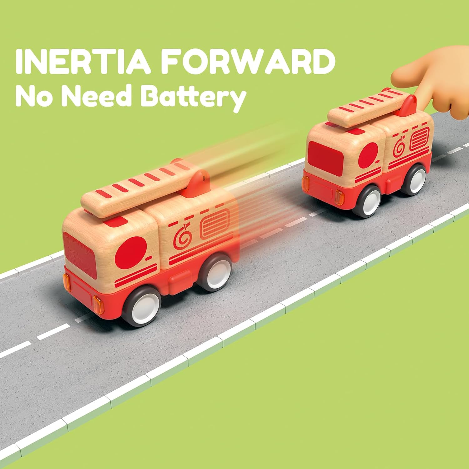 Wooden Toddler Car Toys for 18m+ Years Old, Friction Powered Truck, Push and Go Vehicle, Christmas Birthday Gift for 2 3 Years Old Kids, Boys and Girls