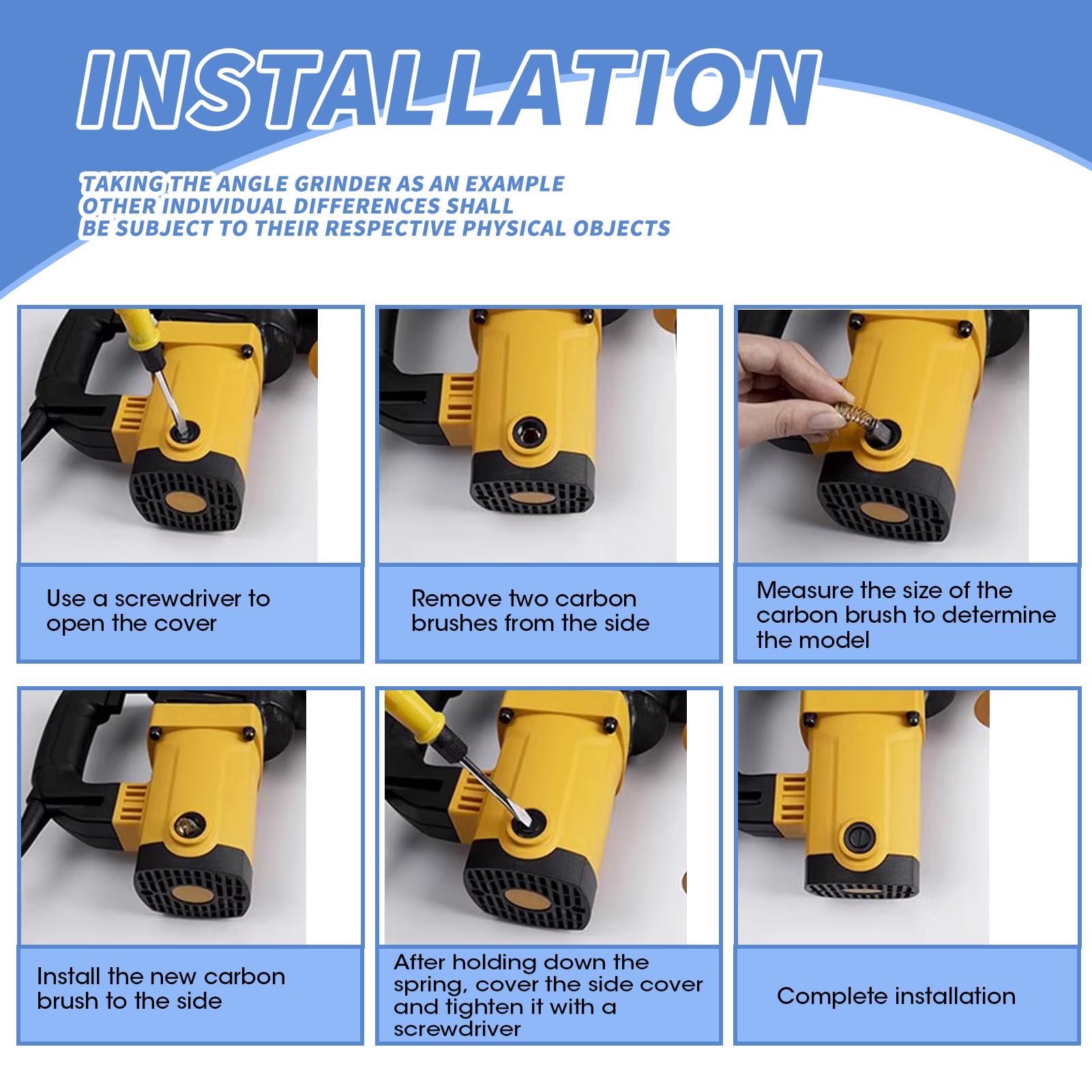 2 Spazzole Di Carbone Di Ricambio Per Motori Elettrici Motore Elettrico Smerigliatrice Angolare Parte Accessori Per Utensili Elettrici 20x6x5mm - Foto 5
