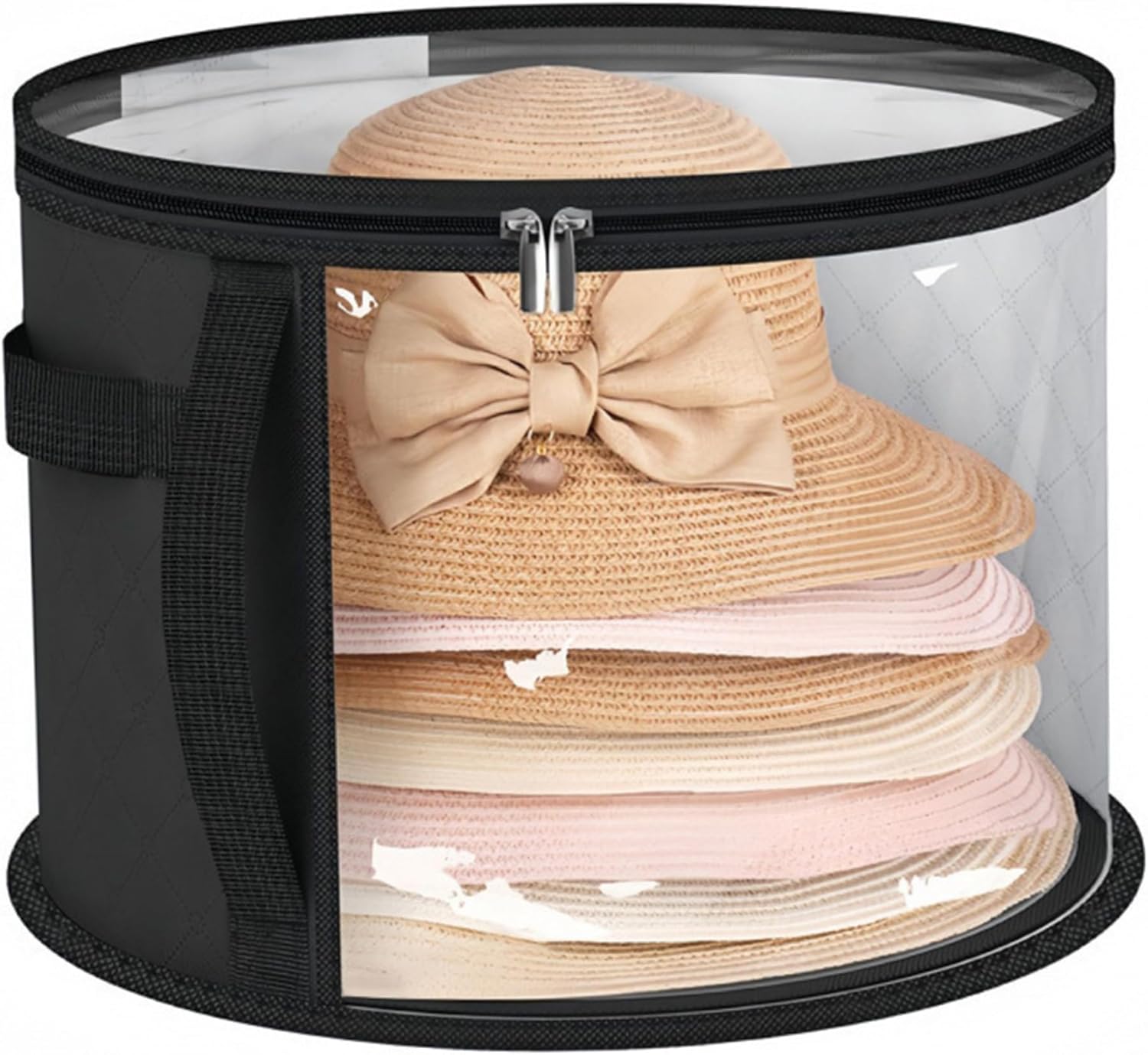 Hat Boxes for Women Storage, Oversized Clear Hat Box with Zipper, Caps Organizer with Portable Handle for Women Men Travel Black, Decoraciones al aire libre