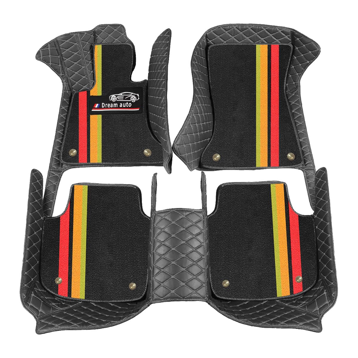 Cobear Alfombrillas de Coche Personalizadas para el 98% de los Modelos, alfombras de Cuero sintético de Doble Capa, Protectores Antideslizantes y Resistentes a Todo Tipo de climas Negro