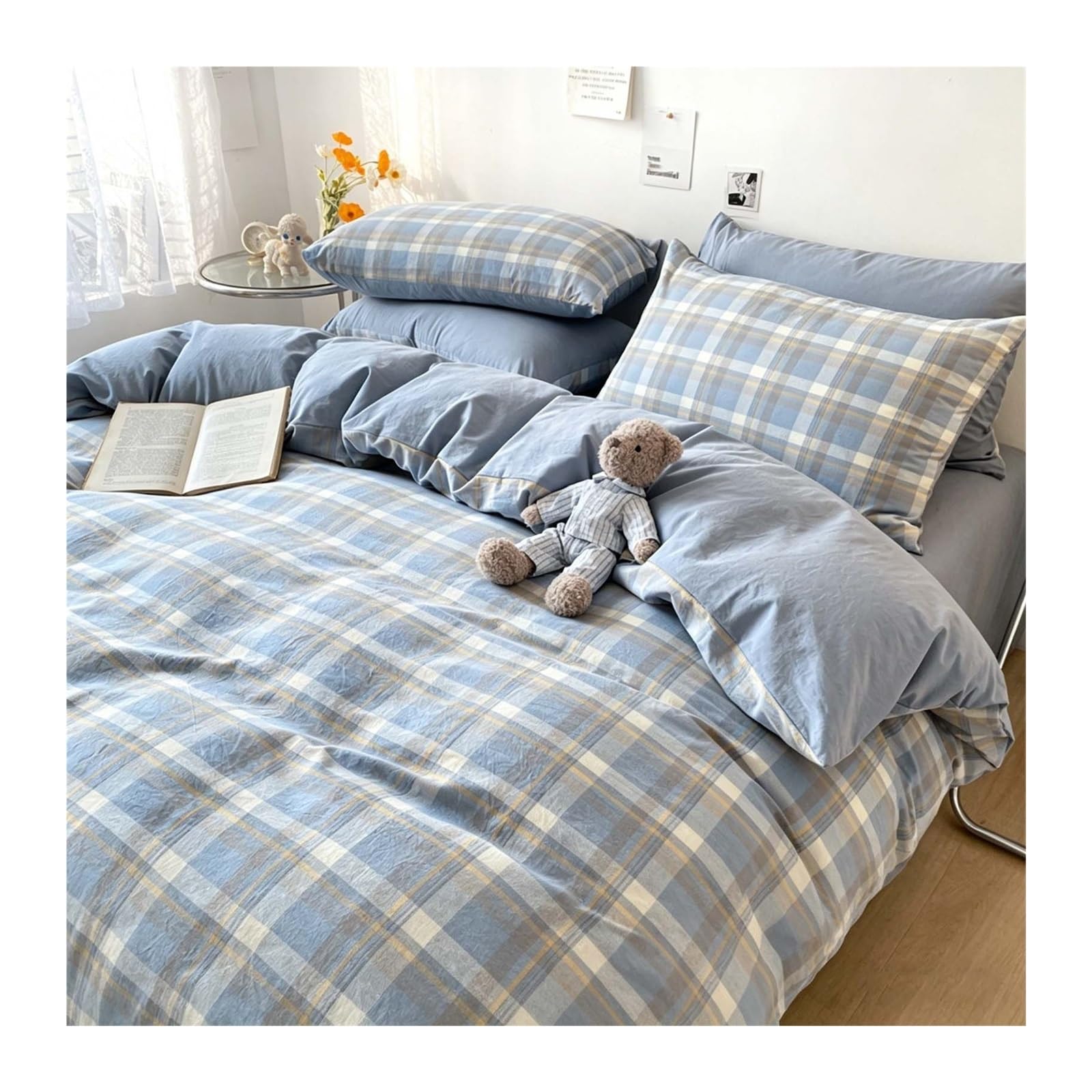 Housse de Couette Vichy Idéale pour une Chambre Ambiance Chalet Cosy