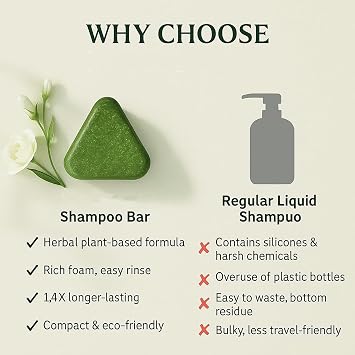 Nature Triangle Shampoo Bar, Seven Green Soap Shampoo for Women and Men, Vegetable Solid Shampoo Bar for Gentle Cleaning & Nourishing Care, Strengthens Straight Hair & Soothes the Scalp (2 Pieces)