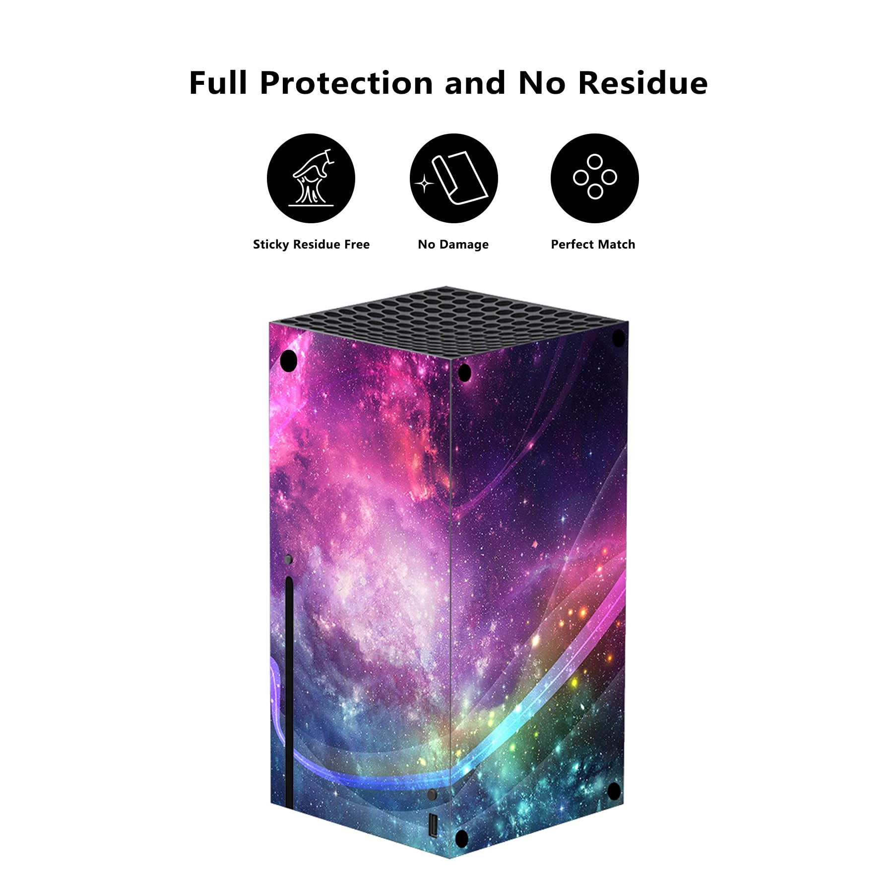 playvital Purple Galaxy Custom Vinyl Skins for Xbox Series X, Wrap Decal Cover Stickers for Xbox Series X Console Controller - 3
