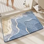 Cute Ocean Bathroom Rug Super Absorbent Bath Mat Machine Washable and Non Slip Fluffy Carpet for Shower, Bedroom and Living Room (31"x20", Footprint)