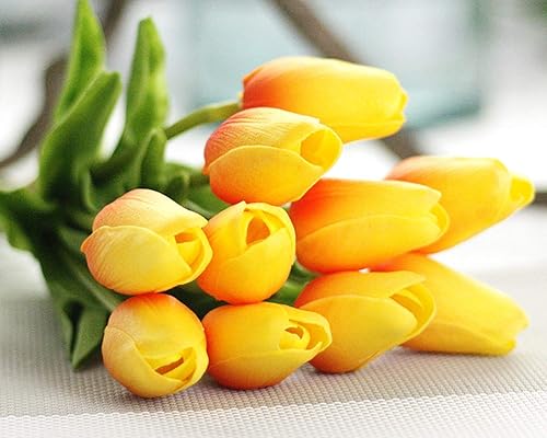 Miniatura 9 de 30 tulipanes artificiales, flores de tacto real, tulipanes naranjas falsos Holanda, ramo de tulipanes de poliuretano, flores de látex para boda,