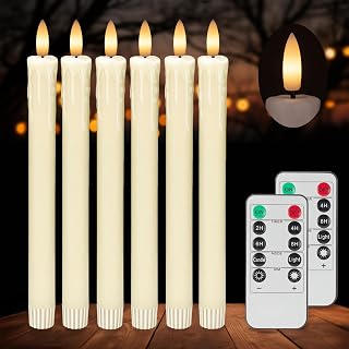 Flameless Candles with Timer Remote, Dripping Wax Battery Operated 6Pack Flickering, Electric LED Candles, Fake Candles for Christmas Wedding Mother's Day-Ivory