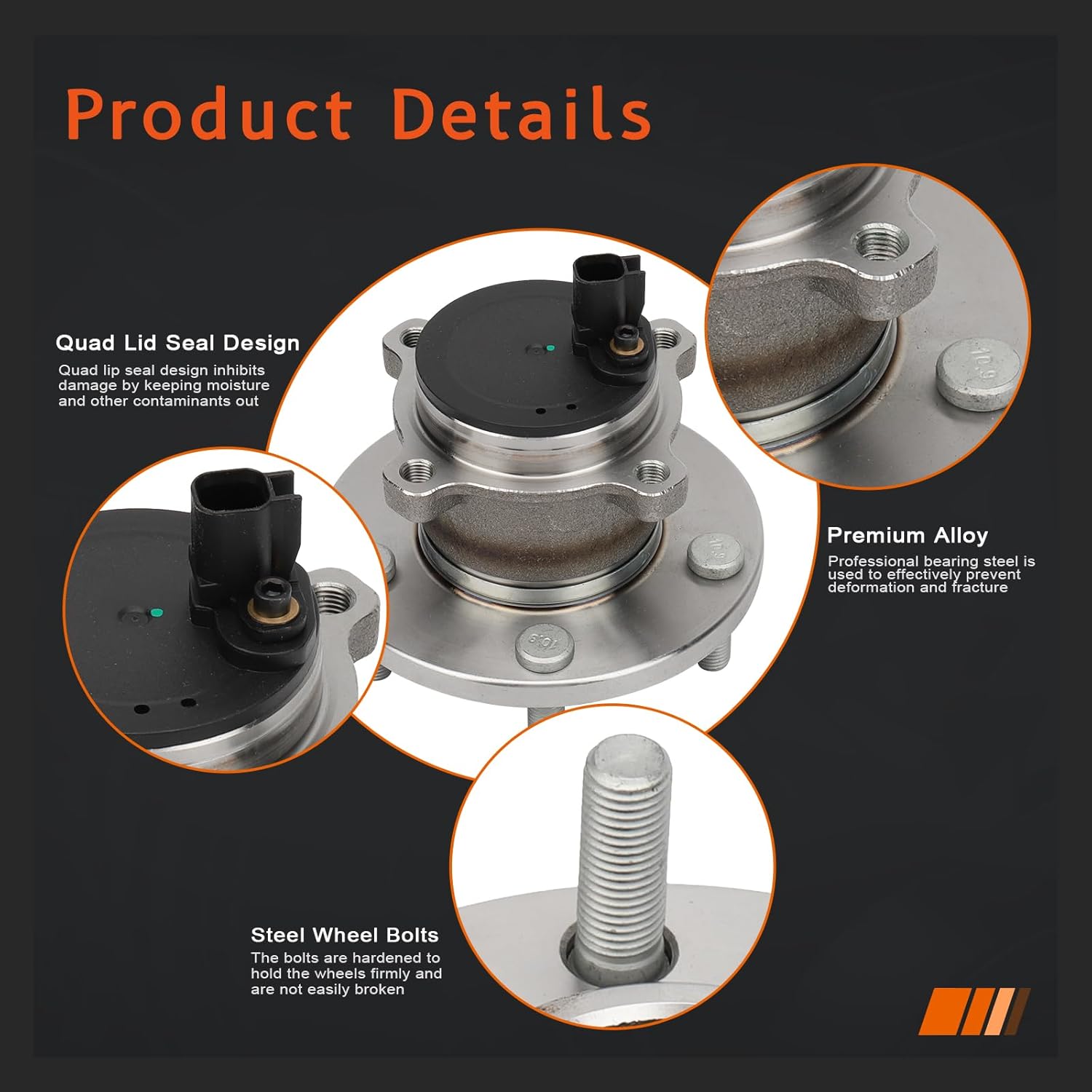 DRIVESTAR 512348 Rear Wheel Hub & Bearing Assembly Driver/Passenger for Mazda 3 Base Model L4, Mazda 3 I L4, Mazda 3 MAZDASPEED L4, Mazda 3 S L4, Mazda 3 SP23 L4,5 Lug with ABS - Image 3