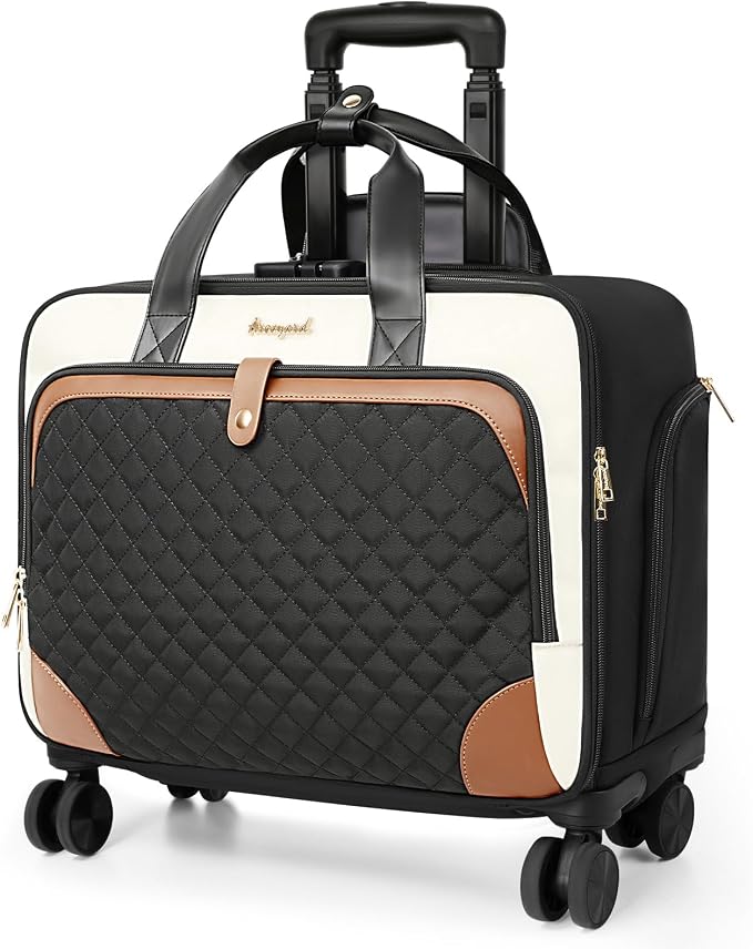 Rolling Briefcase for Women with 4 Spinner