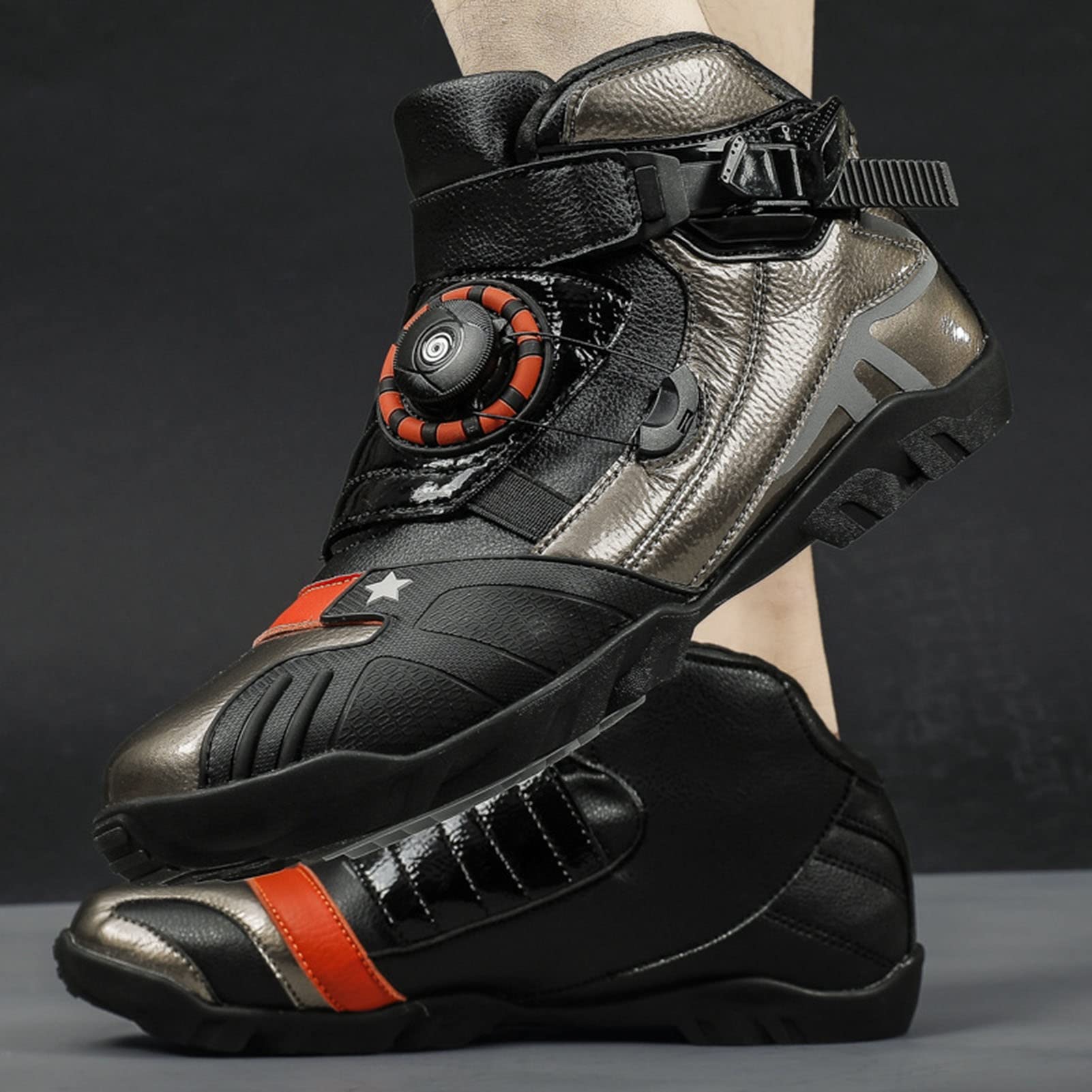 Bottes De Moto Homme En Cuir Microfibre – Antidérapantes, Respirantes, Légères, Pour La Route Et Le Quotidien