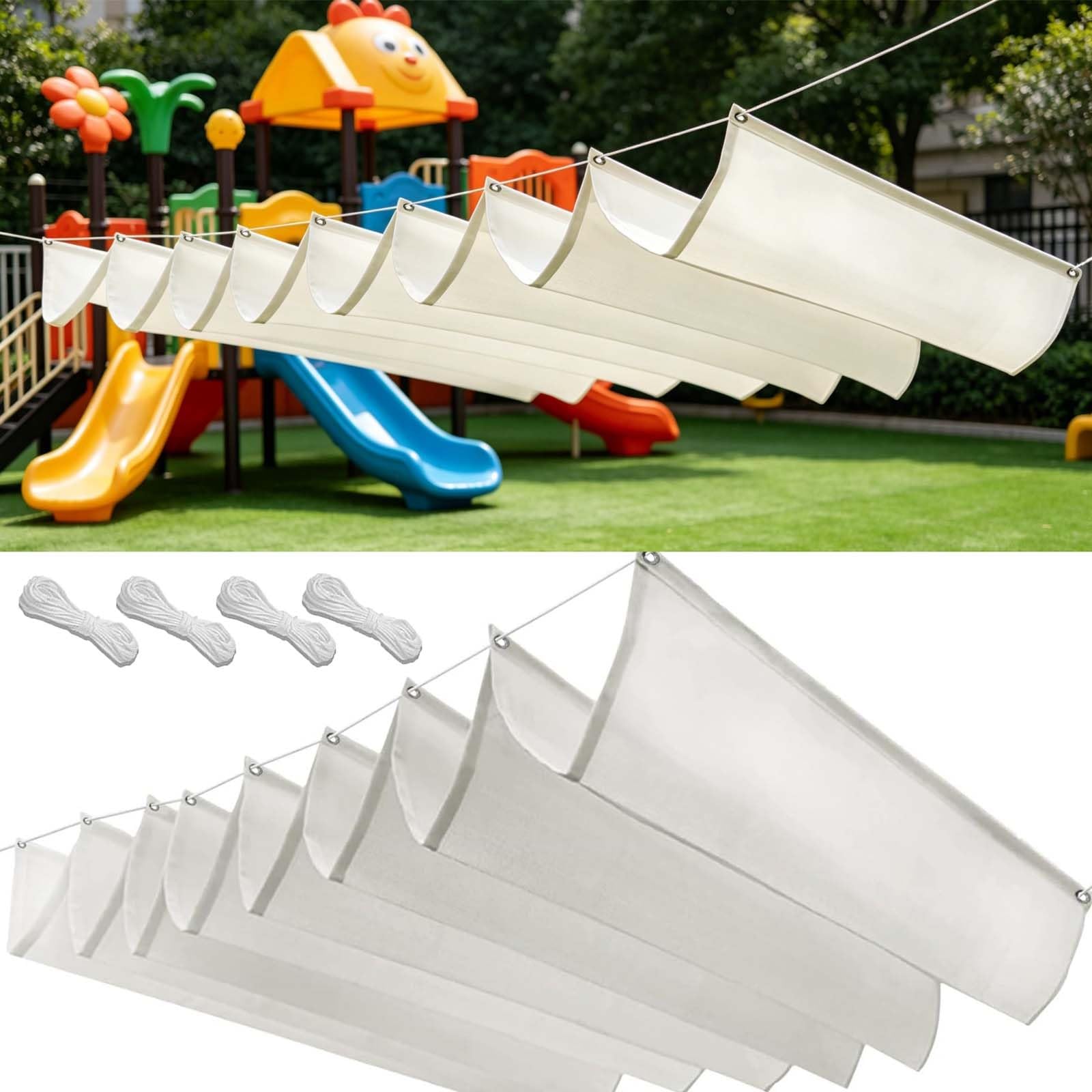 Maska Przeciwsłoneczna Z Materiału 145x220cm Blokujący 98% UV Rozwijany Żagiel Przeciwsłoneczny Z Oczkami I Sznurkiem Do Ogrodu Zewnętrznego, Patio, Trawnika, Biały