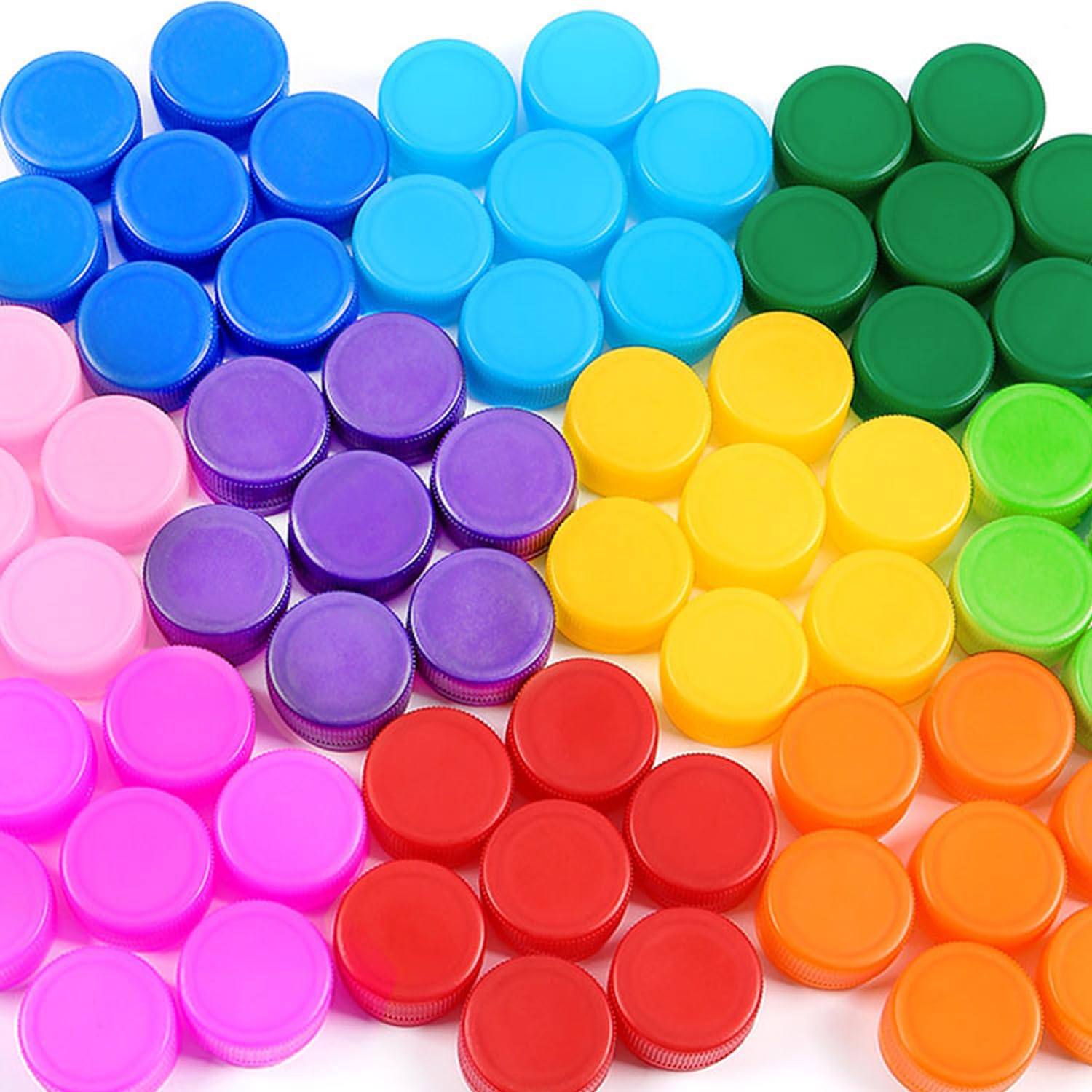 YIMINI Plastic Bottle Lids 3cm, 100 Pack Colourful Caps for Kids Crafts, DIY Bottle Tops - Ideal for Nursery School Craft Projects & Home Decor (10 Colors)