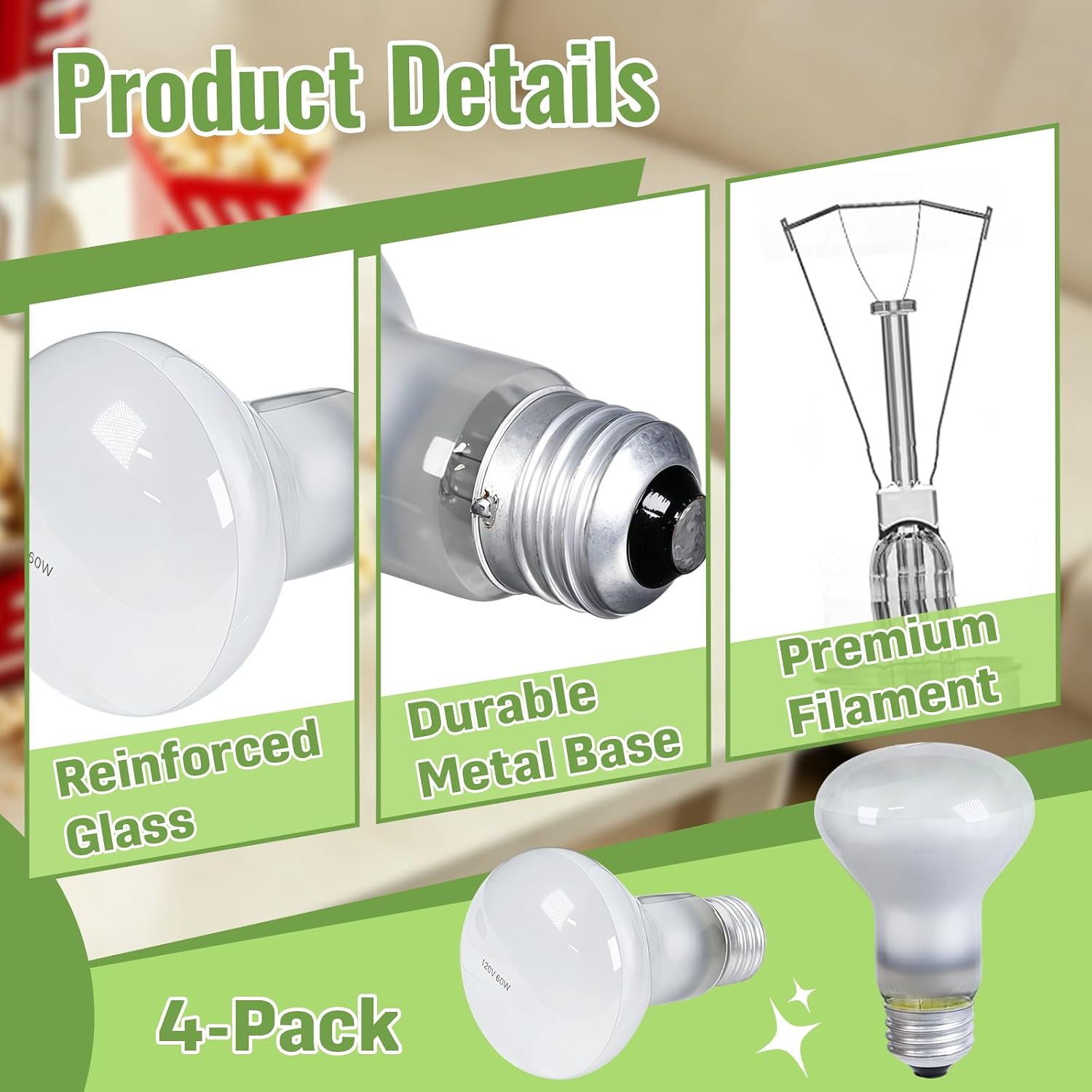 4-Pack R20 60W Popcorn Machine Light Bulb Compatible with S4886