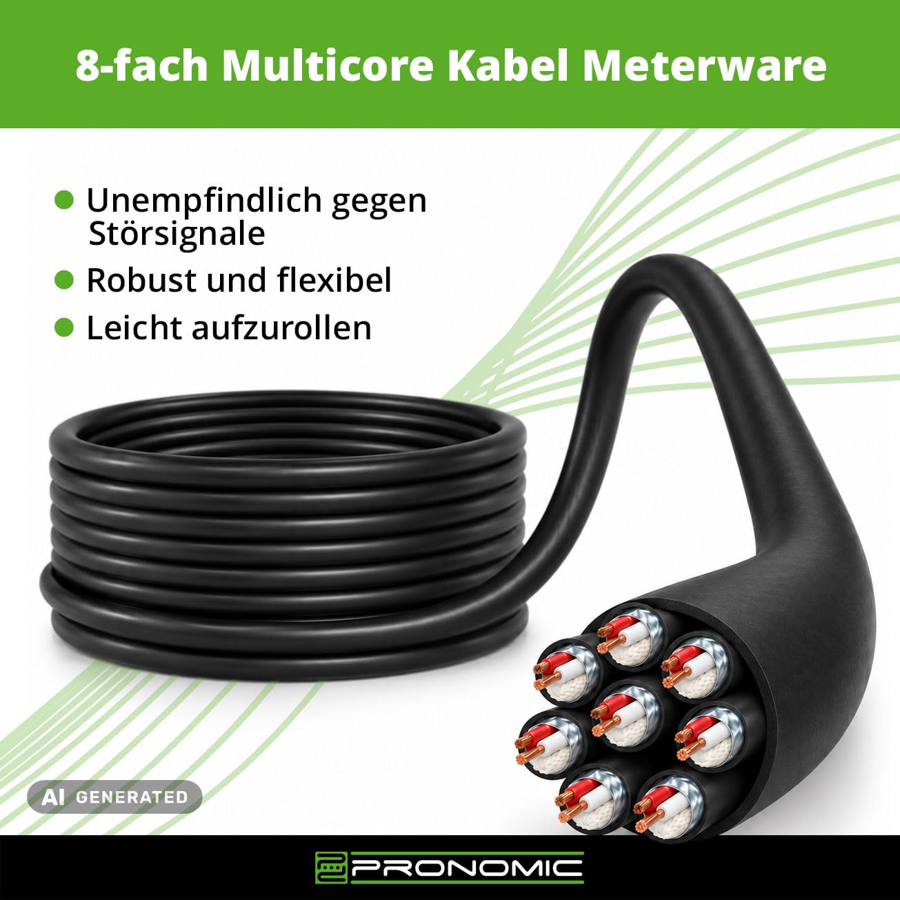 Pronomic MX8/0-100 Sub-Multicore kabel, 8-krotny, 100 m, towar sprzedawany