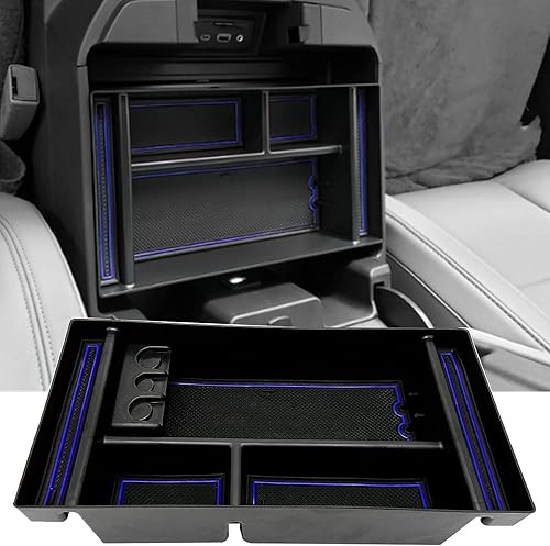 JOJOMARK - Bandeja organizadora de consola central se adapta a accesorios para GMC Sierra/Chevy Silverado 1500 2019-2022, Silverado/Sierra 2500 Azul