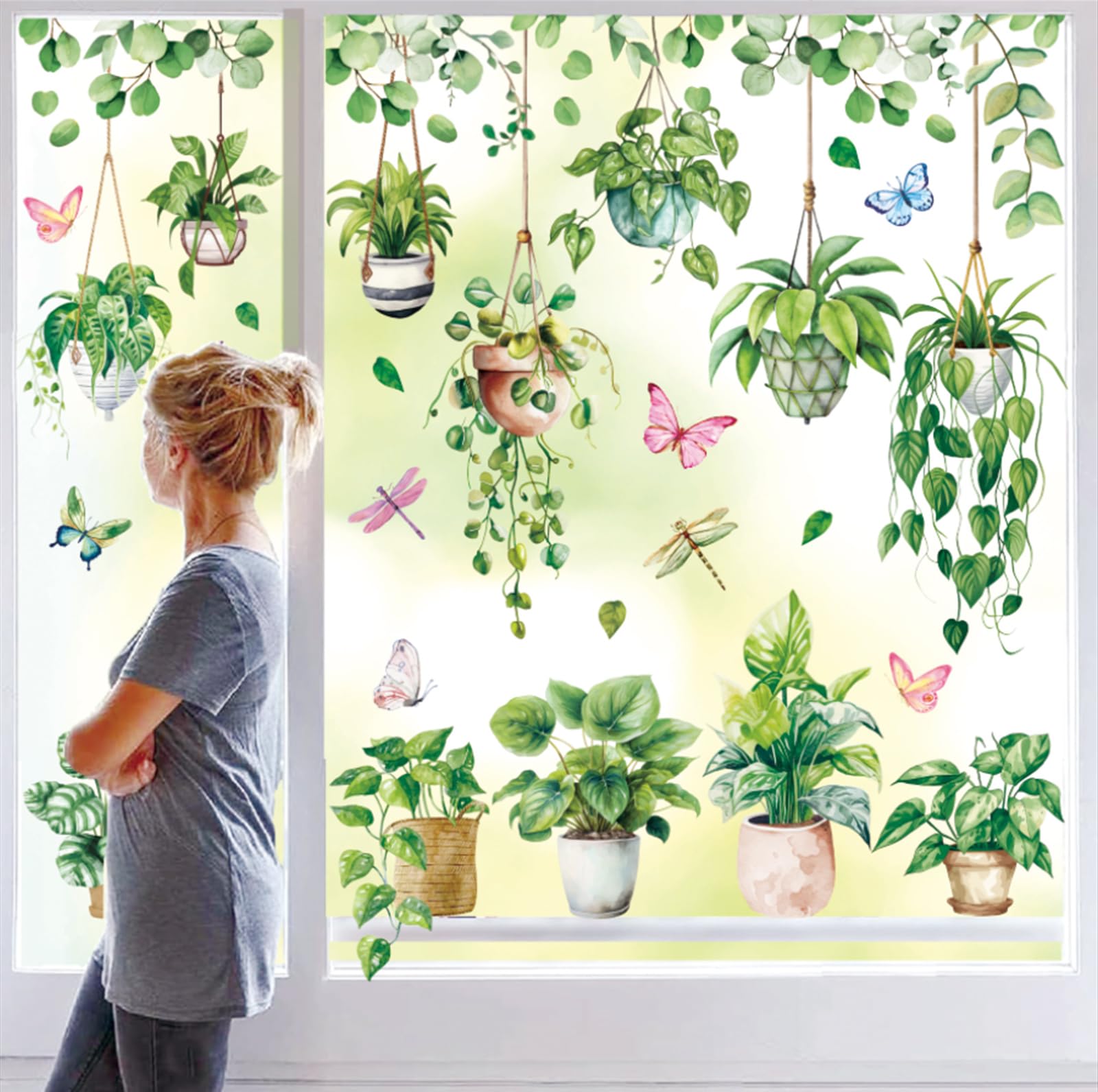 Autocollants de fenêtre réutilisables pour école et bureau | Déco estivale Whaline 6 planches