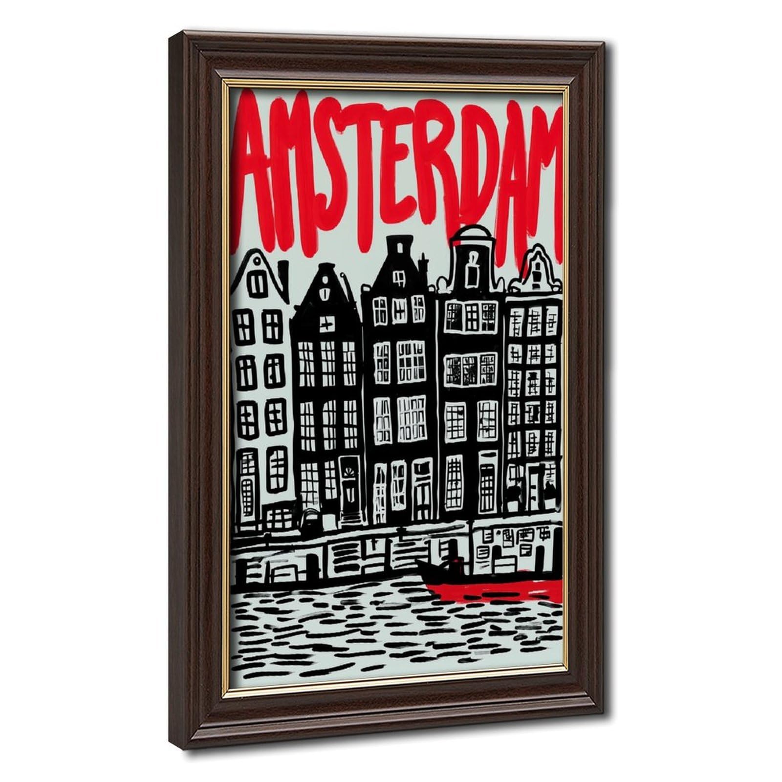 AYINUER Amsterdam Canal Houses Art Print Poster Canvas Poster for Living Room Decor Gift