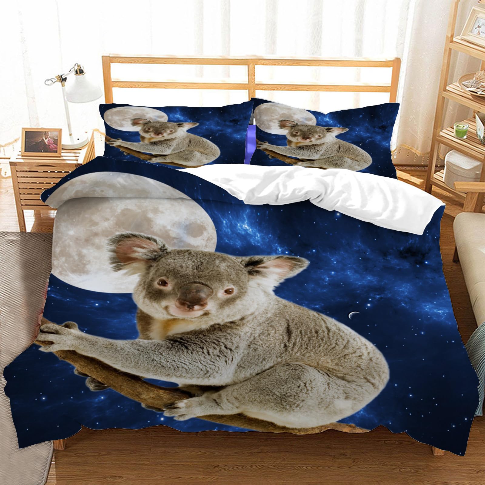 Parure de lit 2 personnes koala housse de couette 240x260 enfant ado adulte