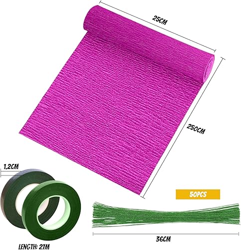 Miniatura 2 de Papel crepé, 8 rollos de serpentinas de papel crepé anchas de 10 pulgadas x 8 pies, arreglos florales artificiales, kits de fabricación de flores,