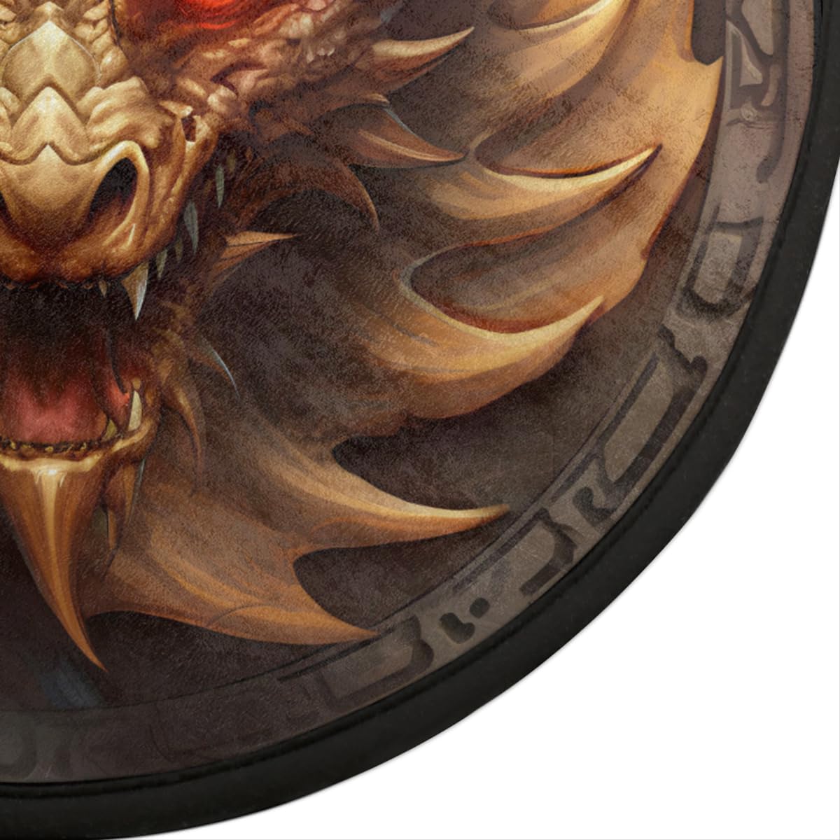 Round Rug 33.88in Dragon Head Animal Theme Area Circle Rugs Washable Non-Slip Bedside Indoor Doormat for Living Room Bedroom Home Playroom Nursery Room Decor Carpet Mat Splat Mat for High Chair
