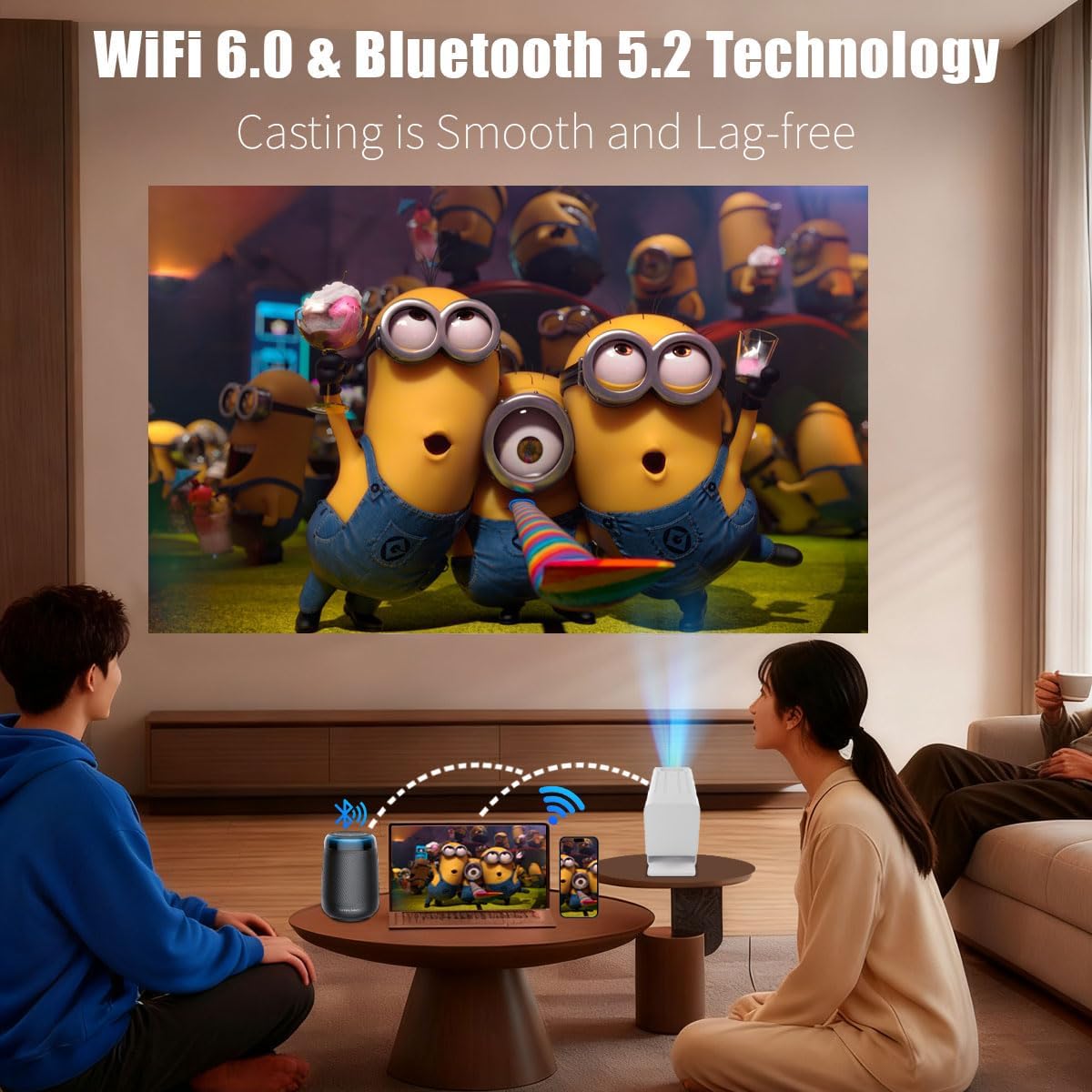 Mini-Projektor mit WLAN und Bluetooth (weiß)