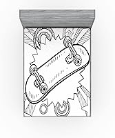 Vista 272 de Ambesonne - Sábana bajera ajustable multicolor, en colores y tres tamaños Azul y gris